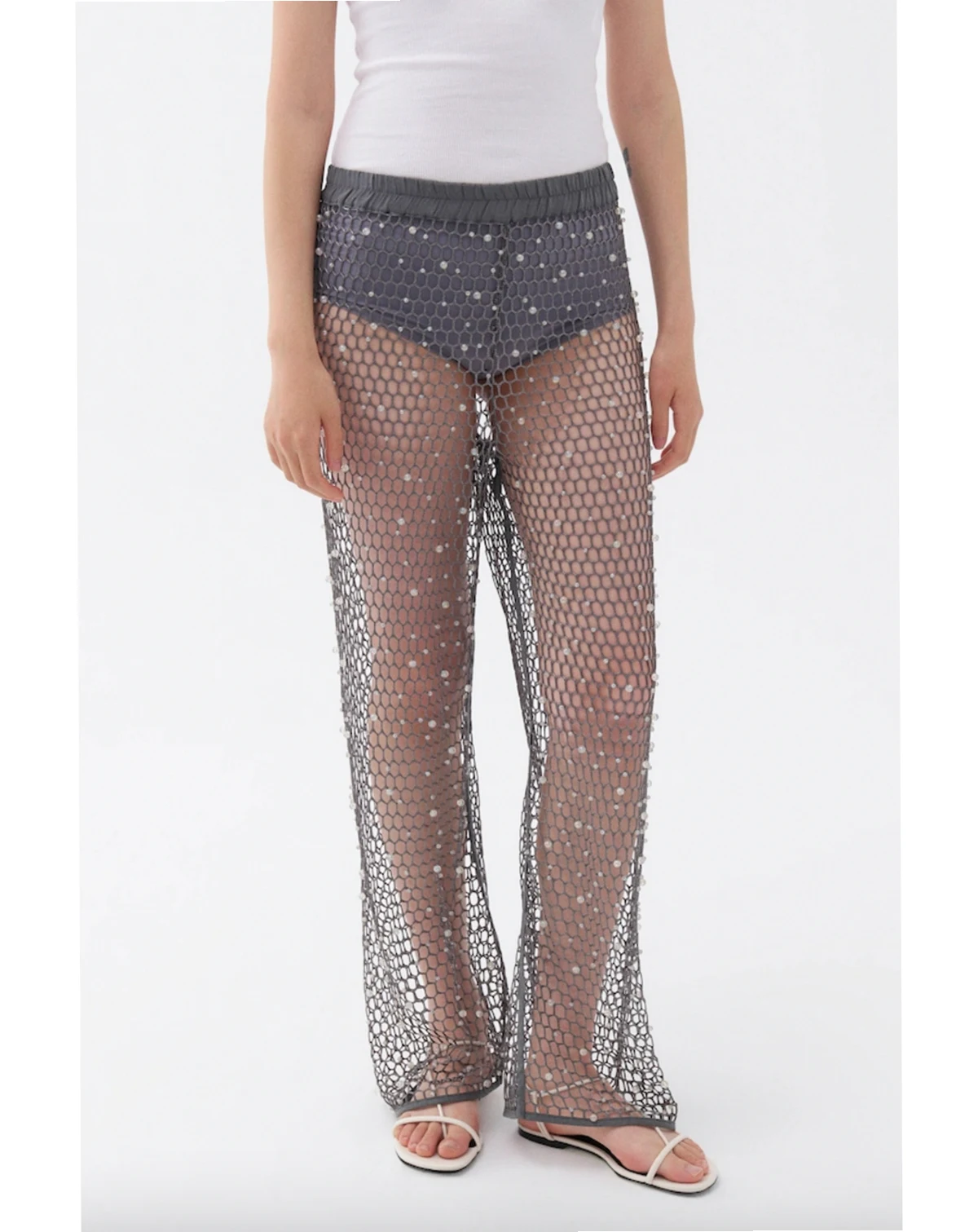 Women's Shimmering Threaded Mesh Pants