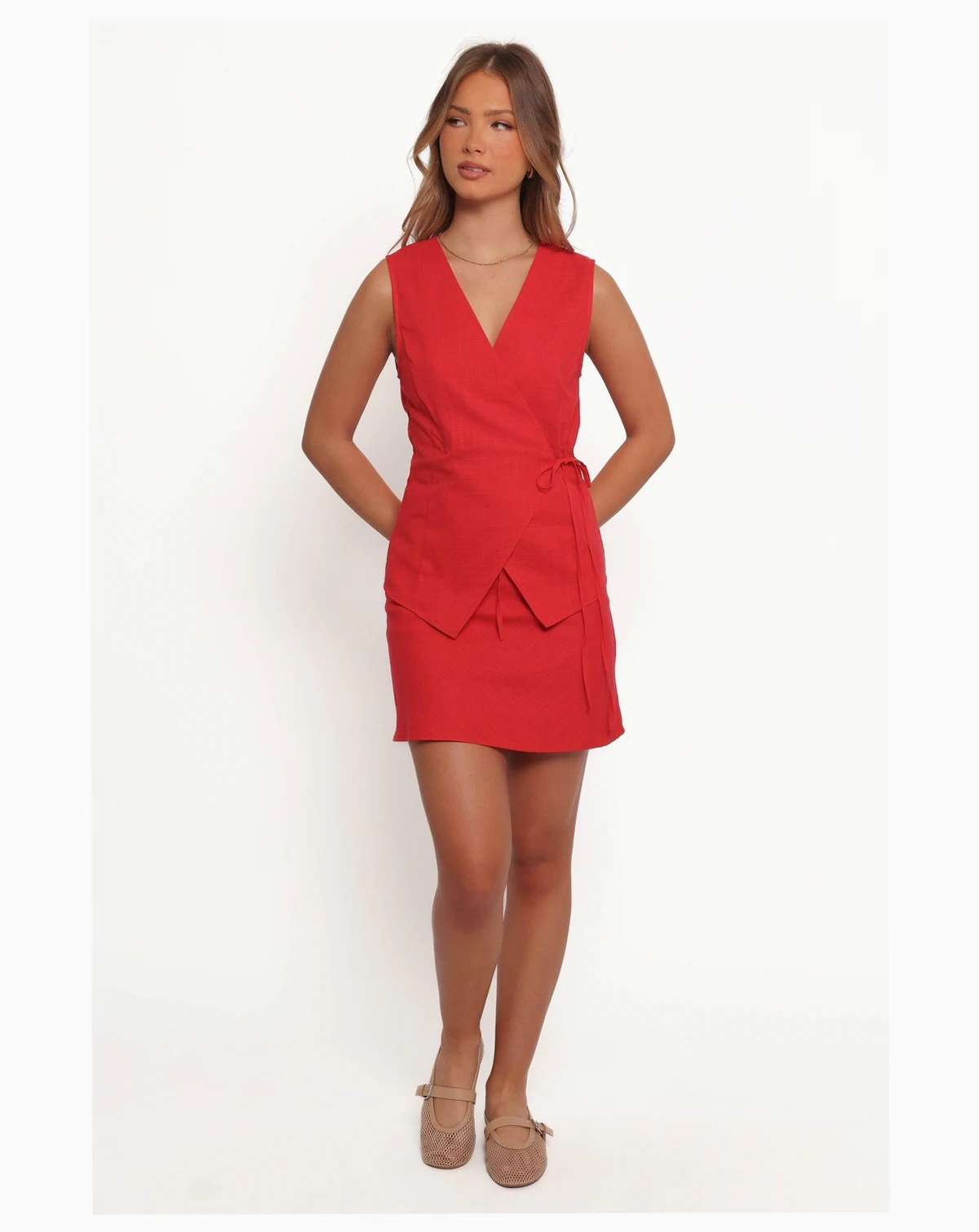 Women's Vanni Wrap Front Linen Top - Cream