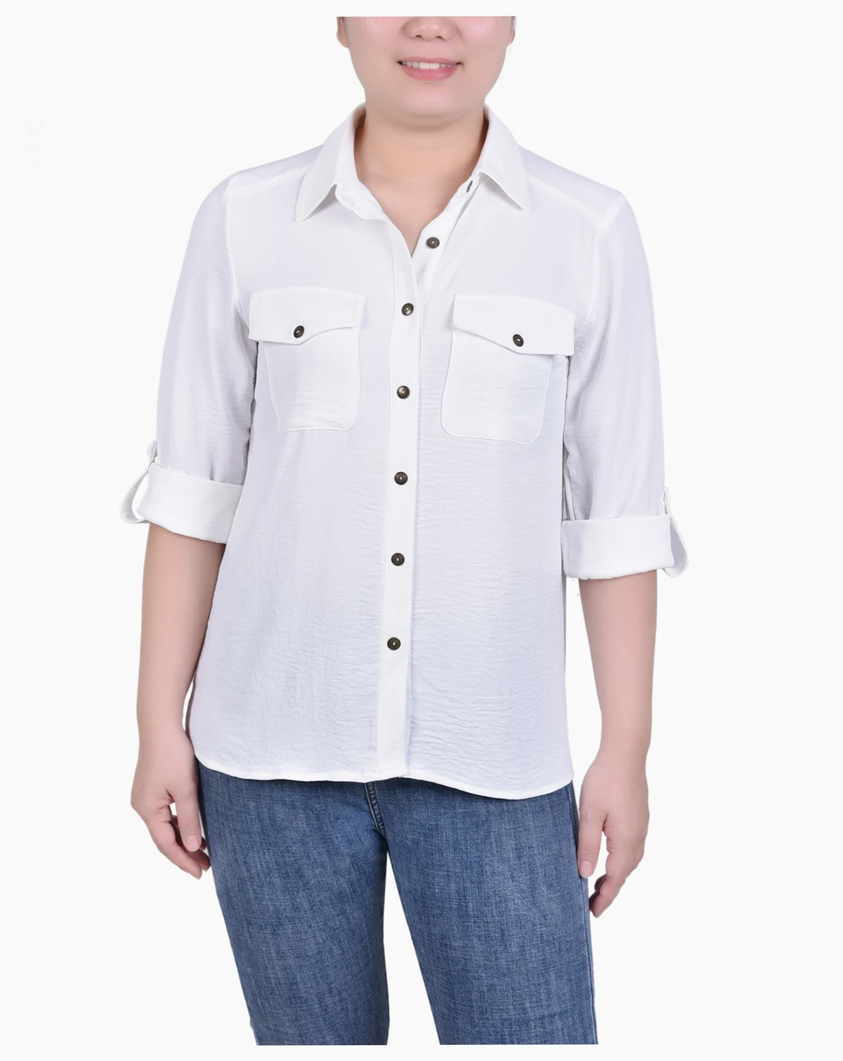 Petite Roll Tab Blouse