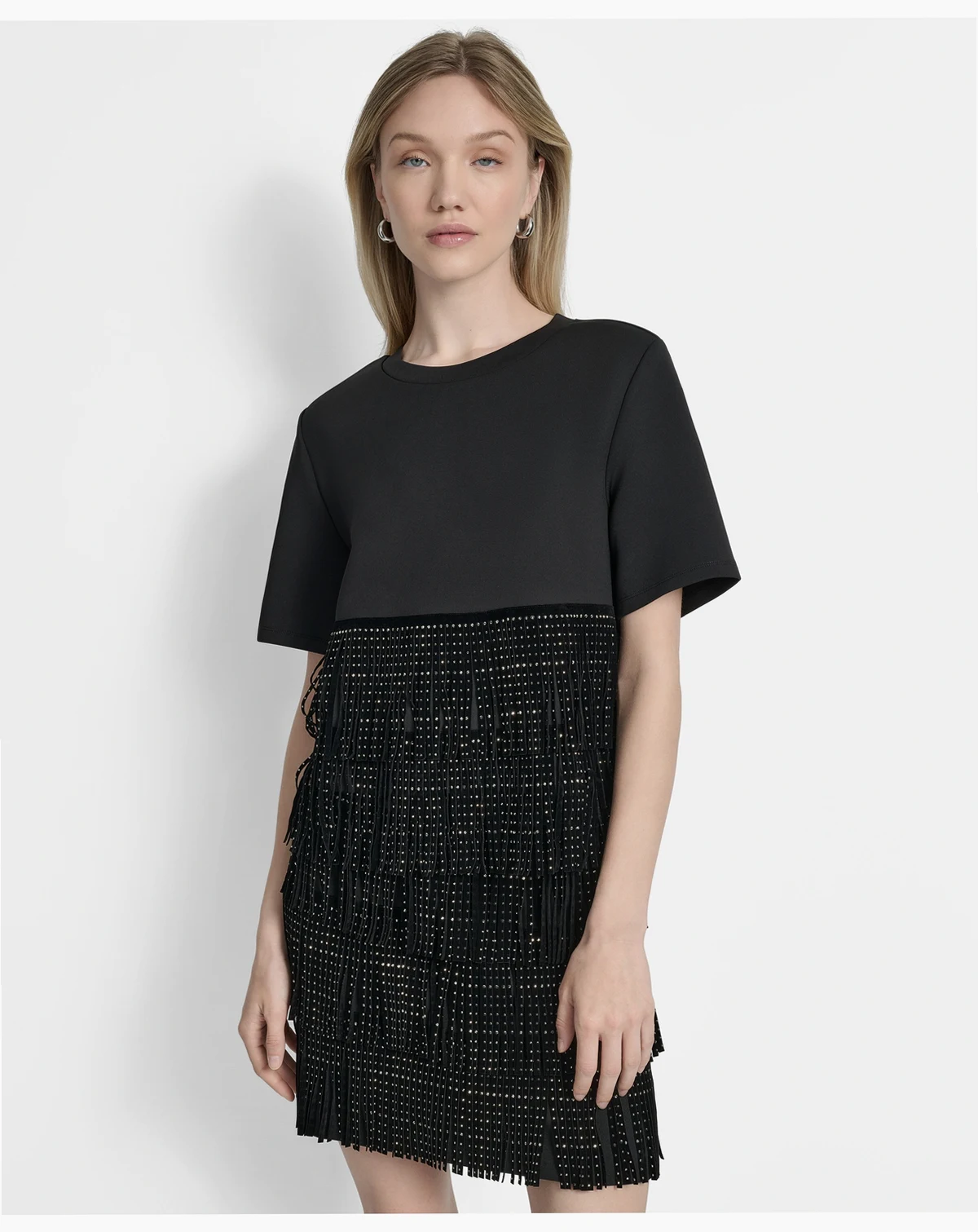 Women's Studded-Fringe Crewneck T-Shirt