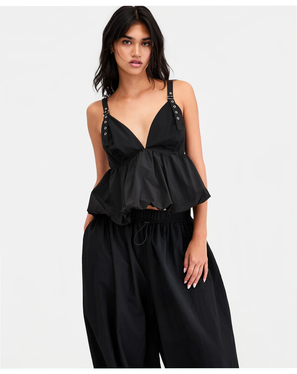 Women's Nylon Peplum Bubble Top, Macy's Exclusive