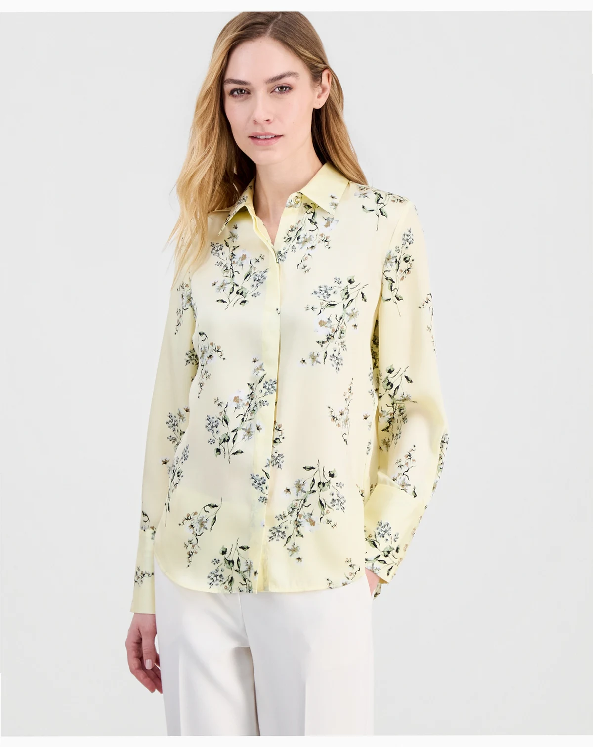 Women's Floral-Printed Button-Front Blouse