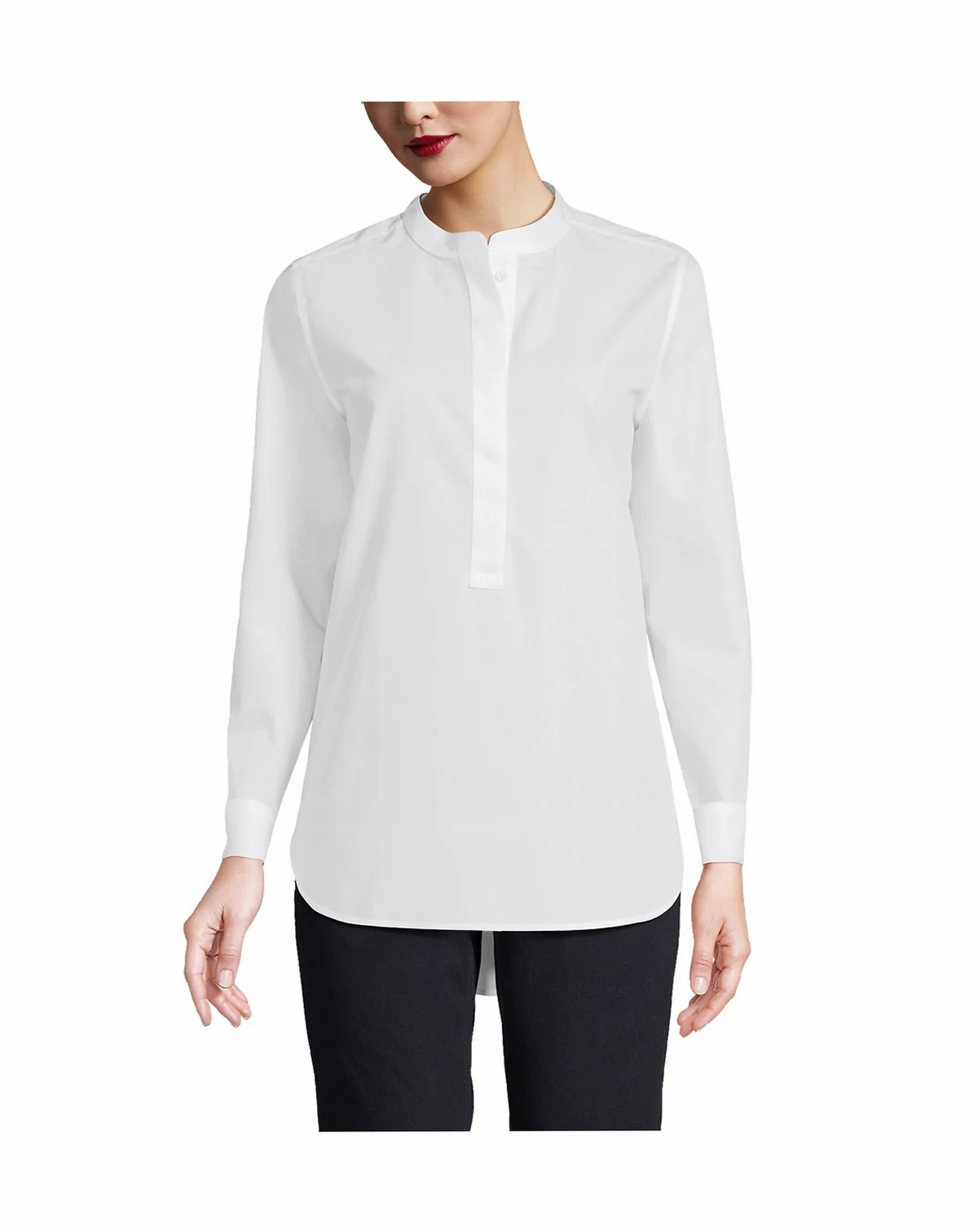 Women's No Iron Banded Collar Popover Shirt