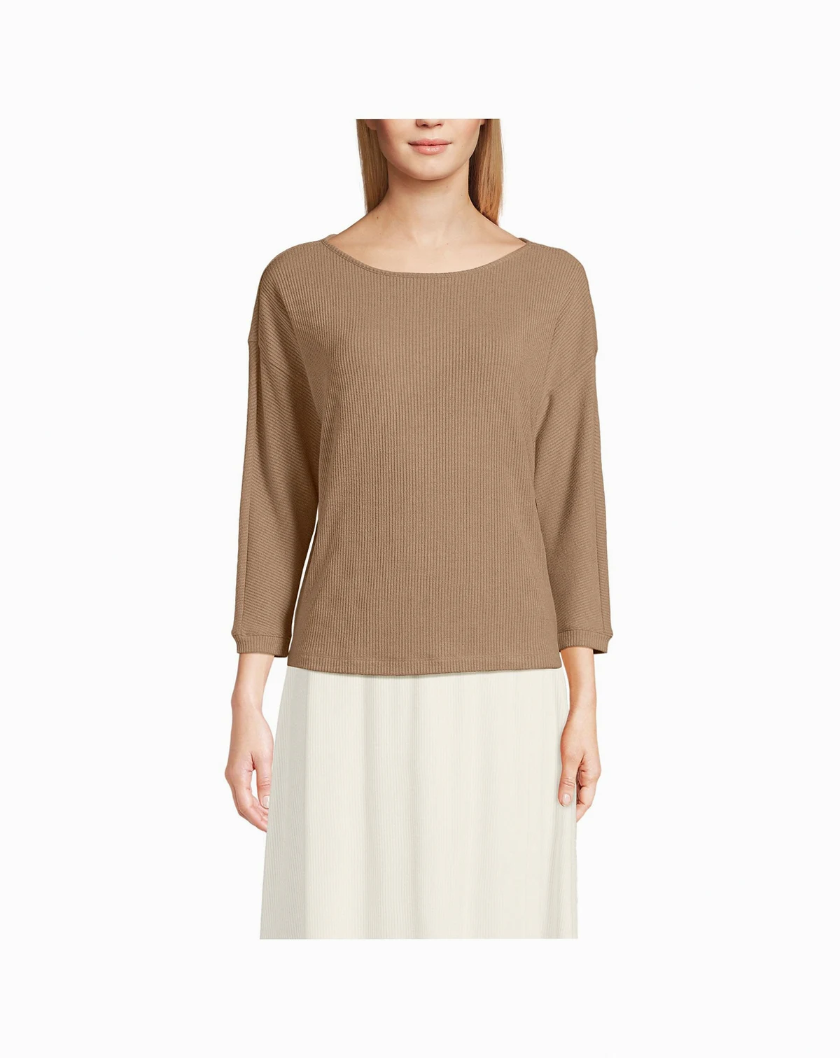 Women's 3/4 Sleeve Cozy Rib Dolman Top