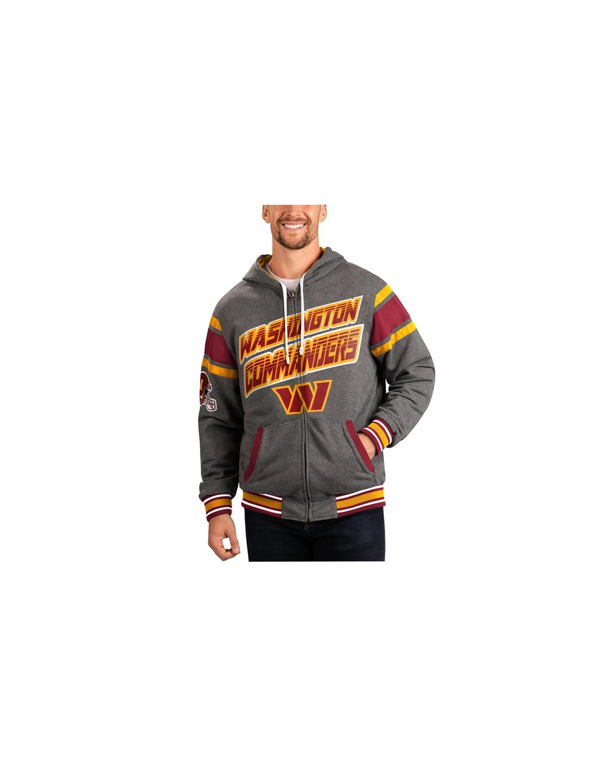 Men's Burgundy, Gray Washington Commanders Extreme Full Back Reversible Hoodie Full-Zip Jacket