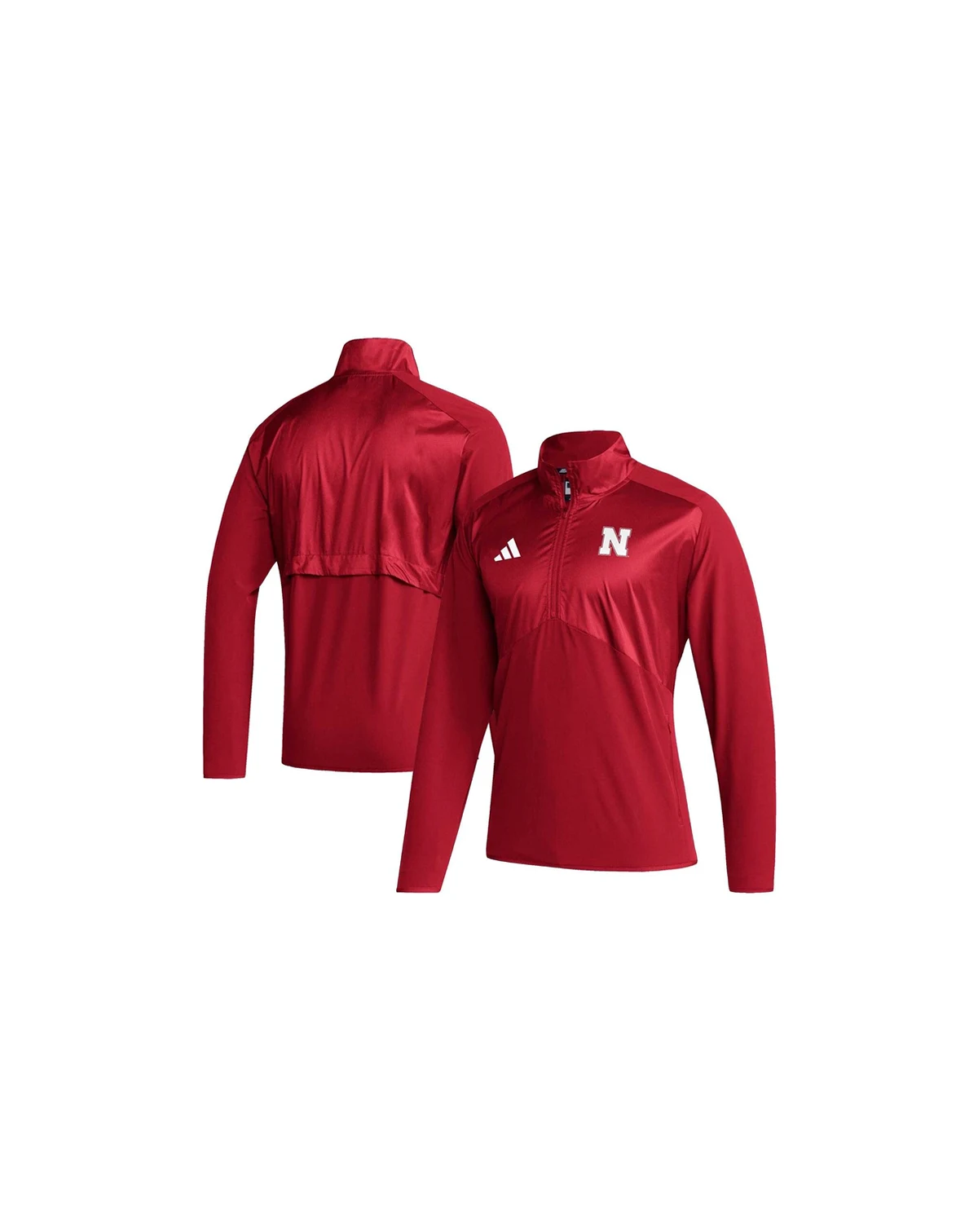 Men's Scarlet Nebraska Huskers Sideline AEROREADY Raglan Sleeve Quarter-Zip Jacket