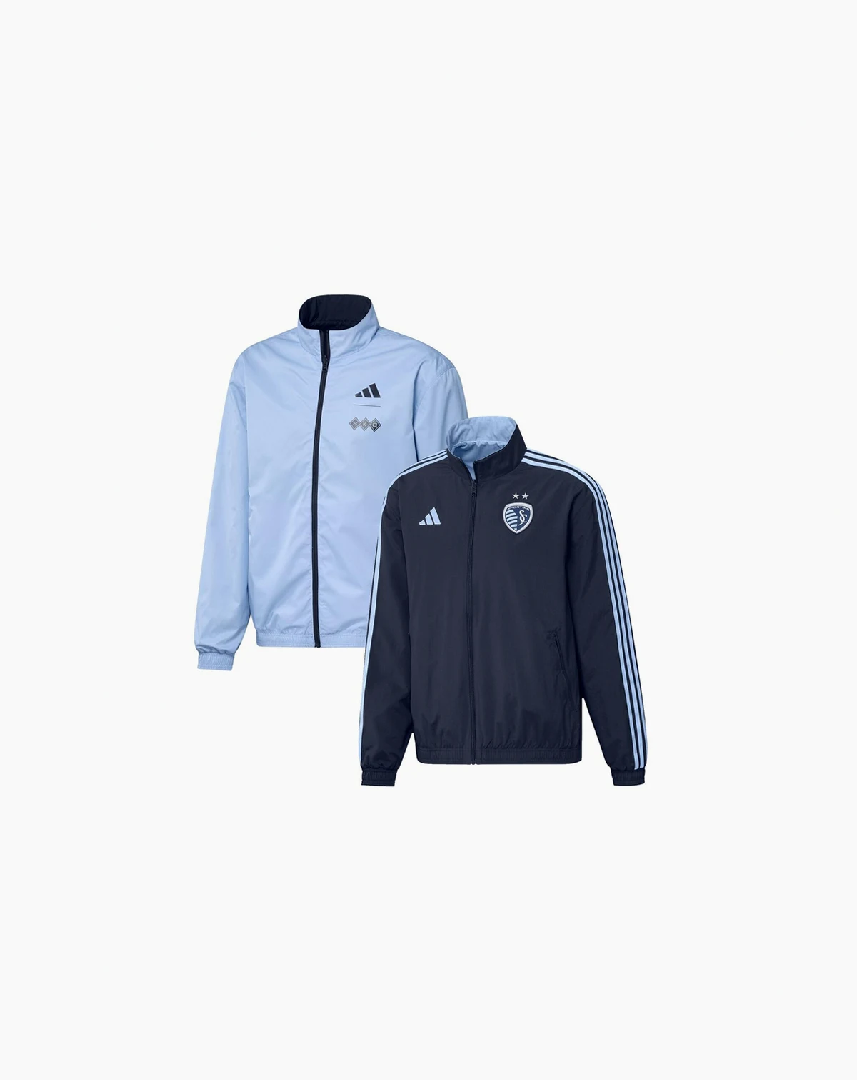 Men's Navy, Light Blue Sporting Kansas City 2023 On-Field Anthem Full-Zip Reversible Team Jacket