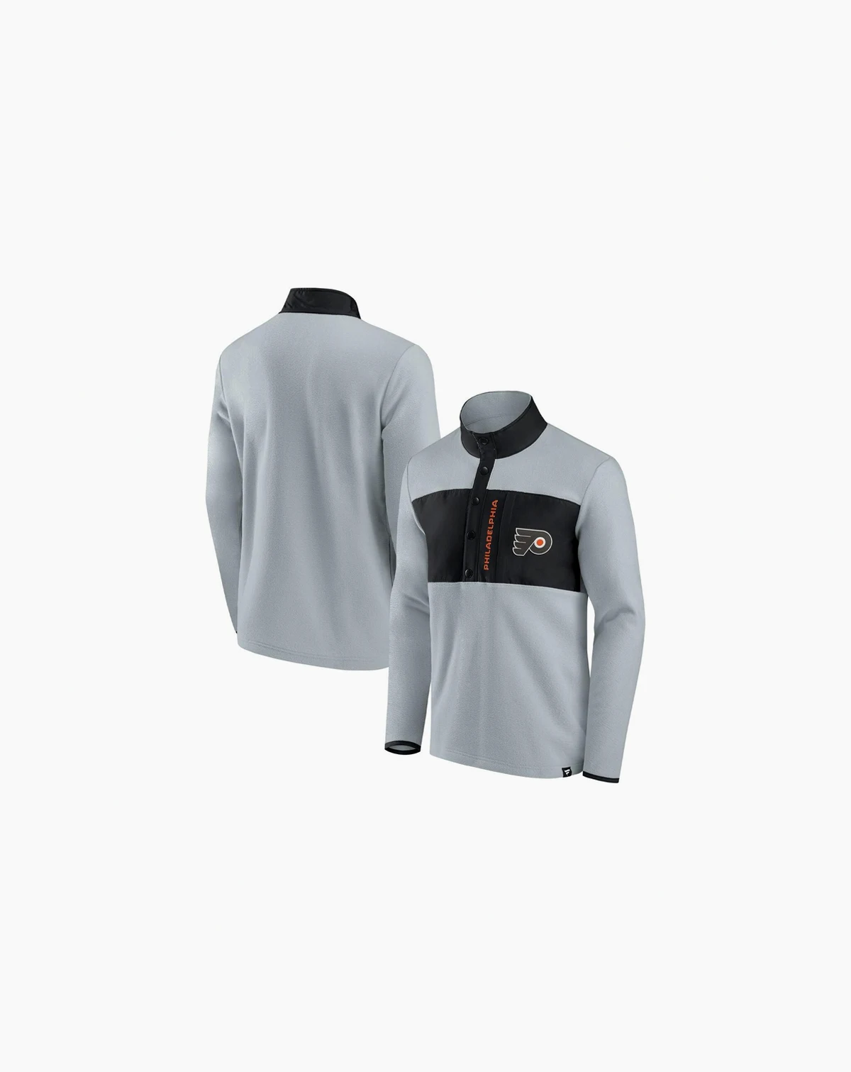Men's Gray, Black Philadelphia Flyers Omni Polar Fleece Quarter-Snap Jacket