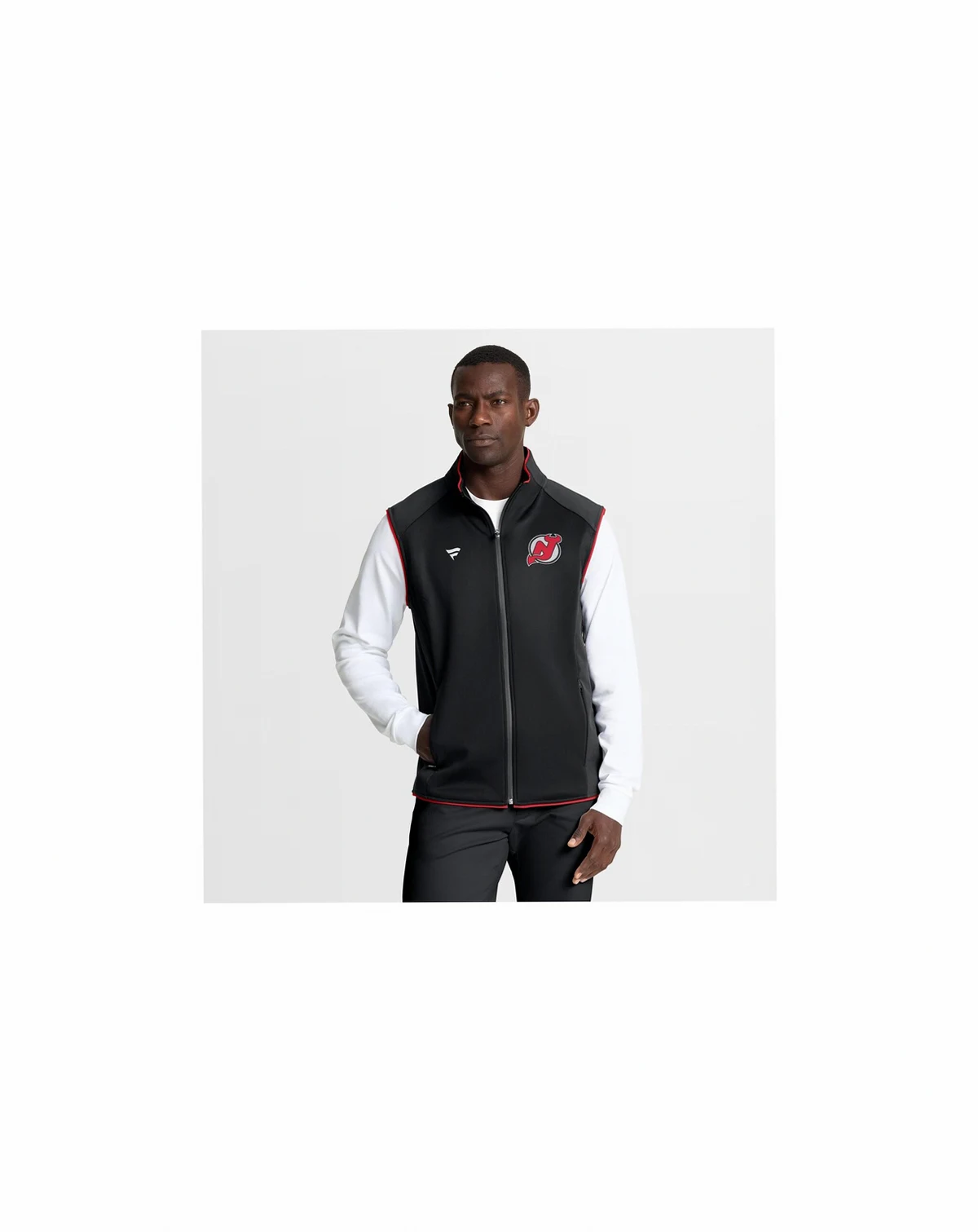 Men's Black New Jersey Devils Authentic Pro Rink Full-Zip Vest