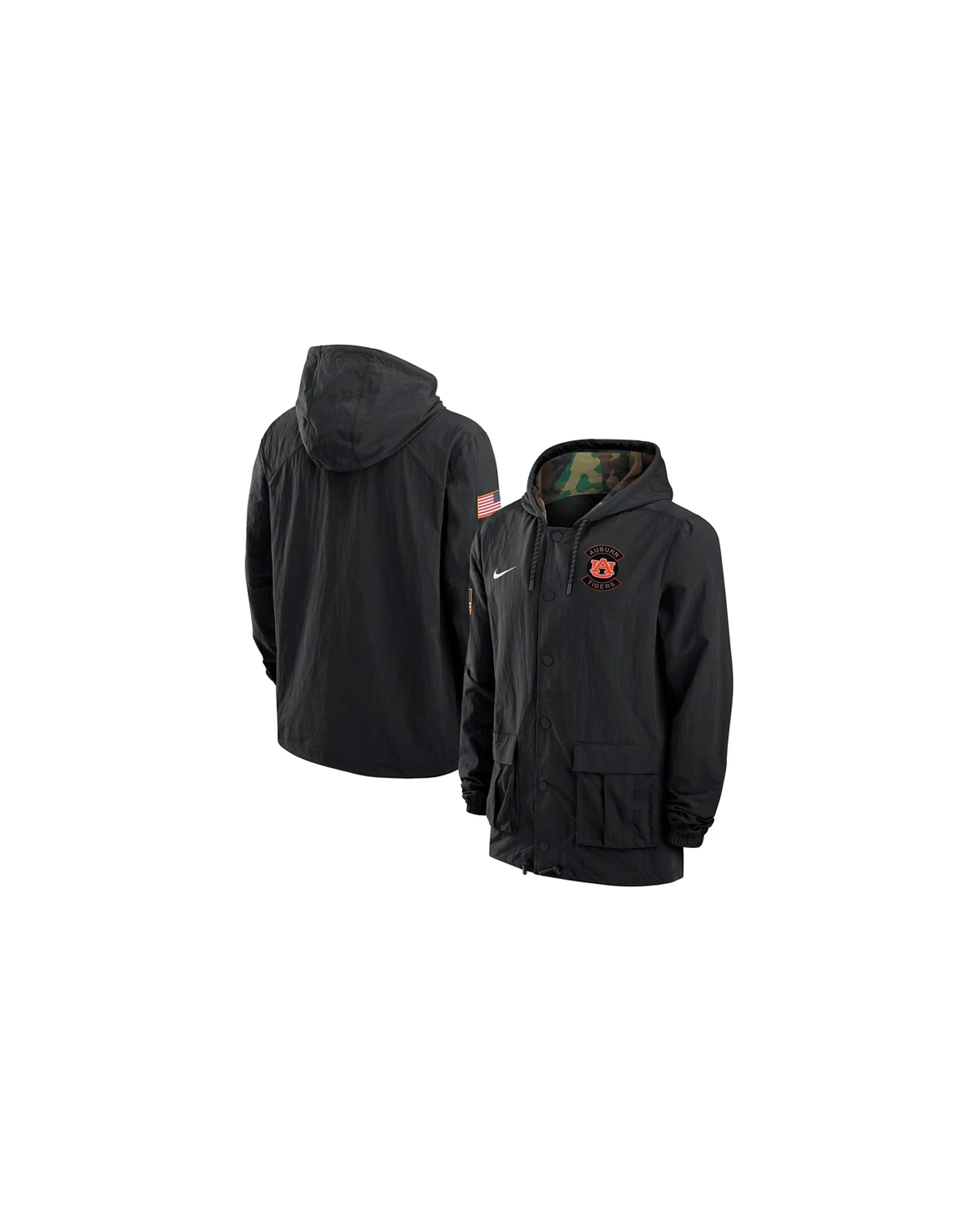 Men's Black Auburn Tigers 2025 NCAA Military Appreciation Full-Snap Jacket