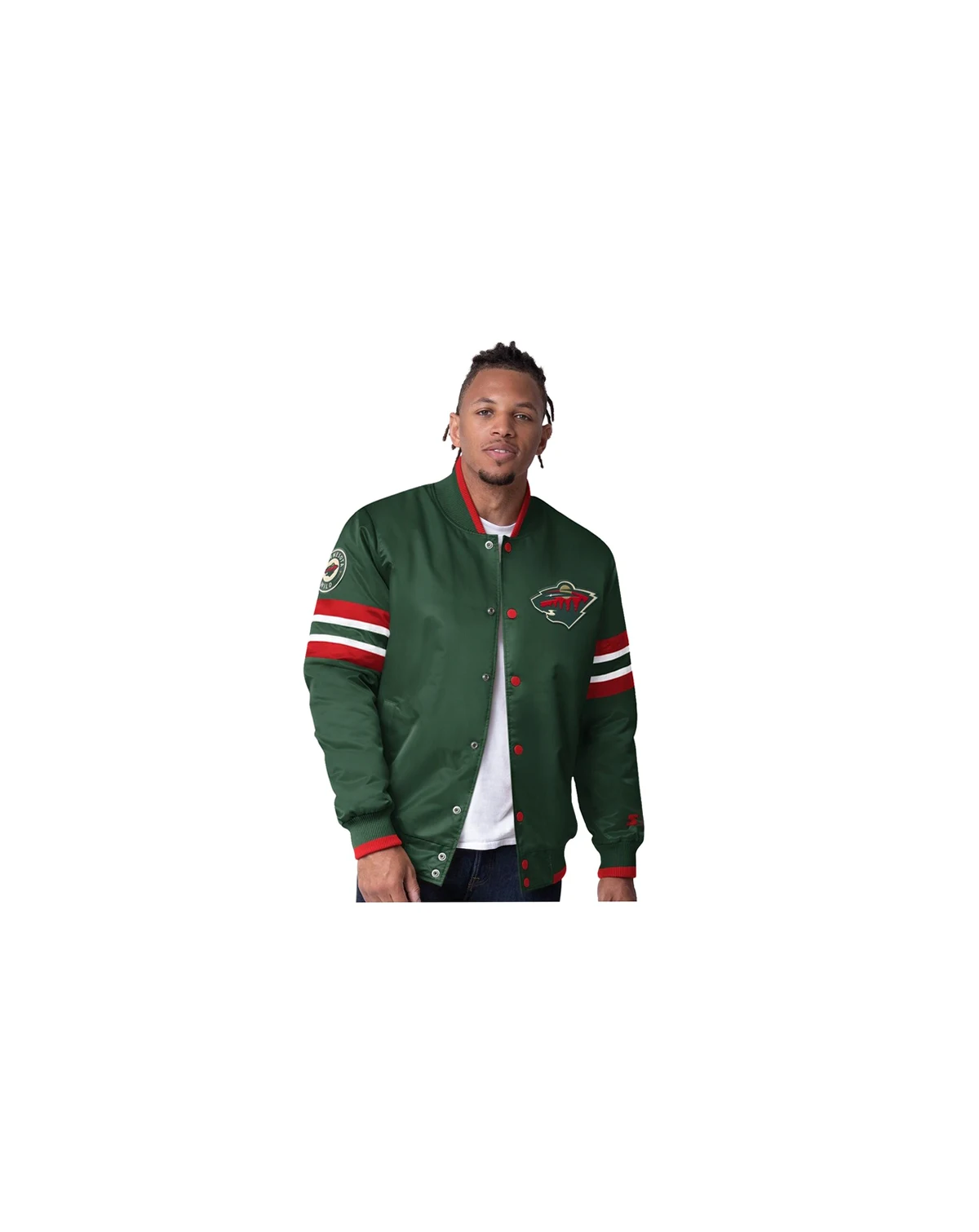 Men's Green Minnesota Wild Scout I Full-Snap Varsity Jacket