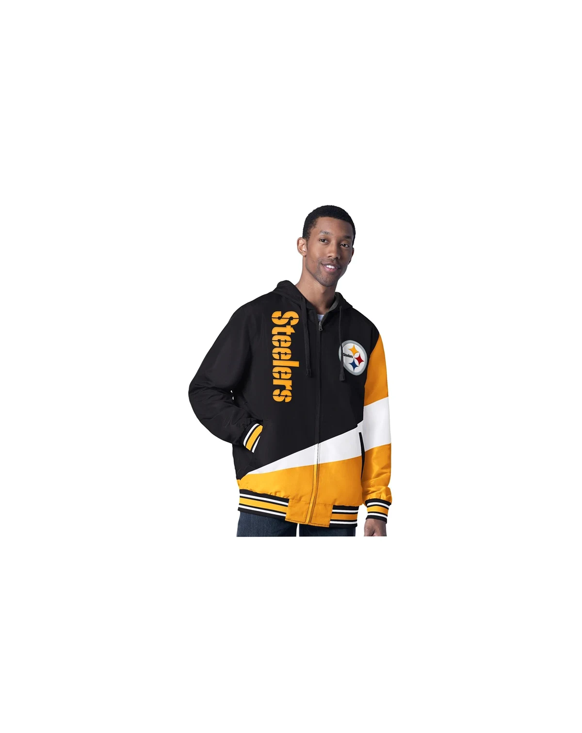 Men's Black/Charcoal Pittsburgh Steelers Dual Threat Reversable Full-Zip Hooded Jacket