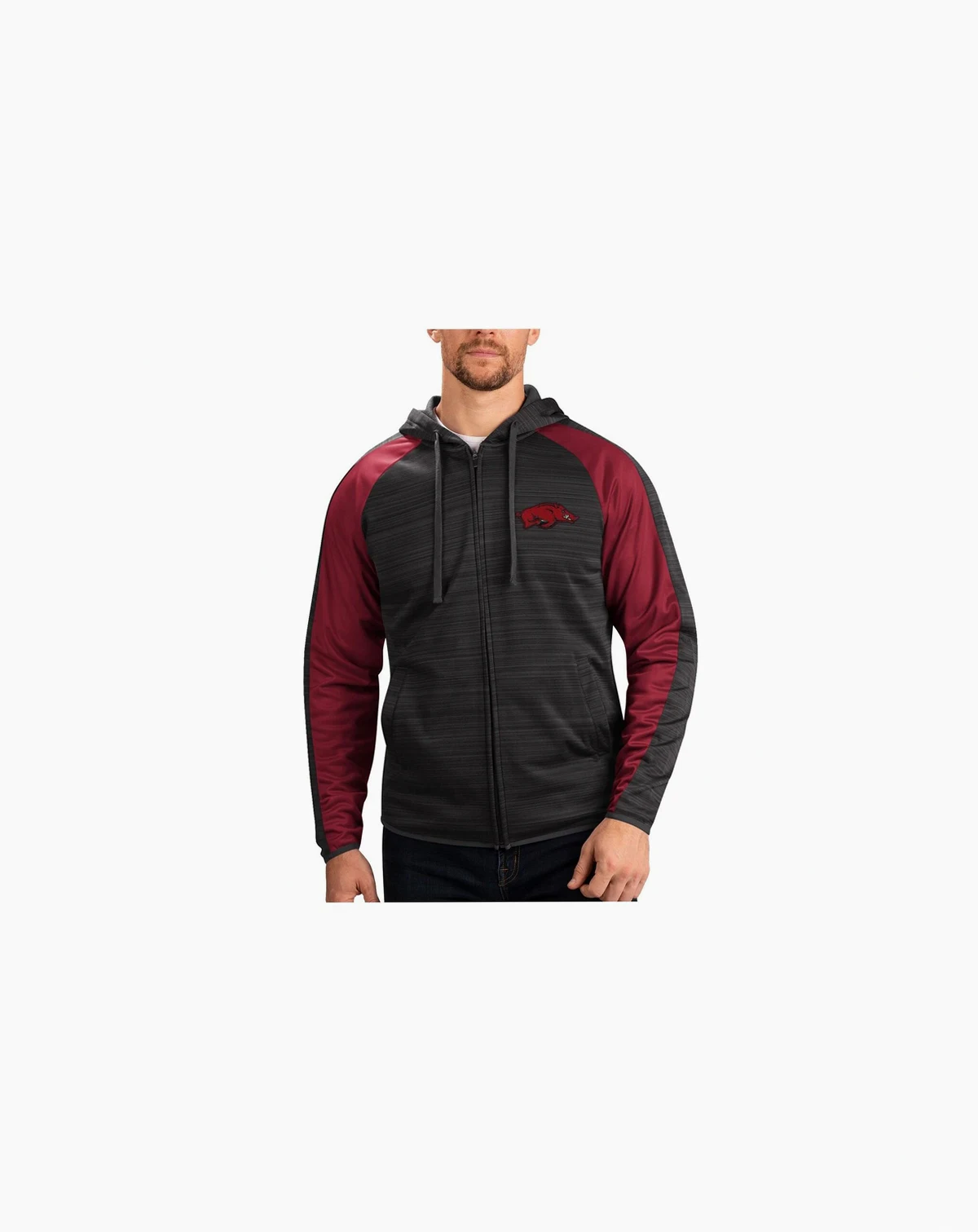 Men's Black Arkansas Razorbacks Neutral Zone Raglan Full-Zip Track Hoodie Jacket