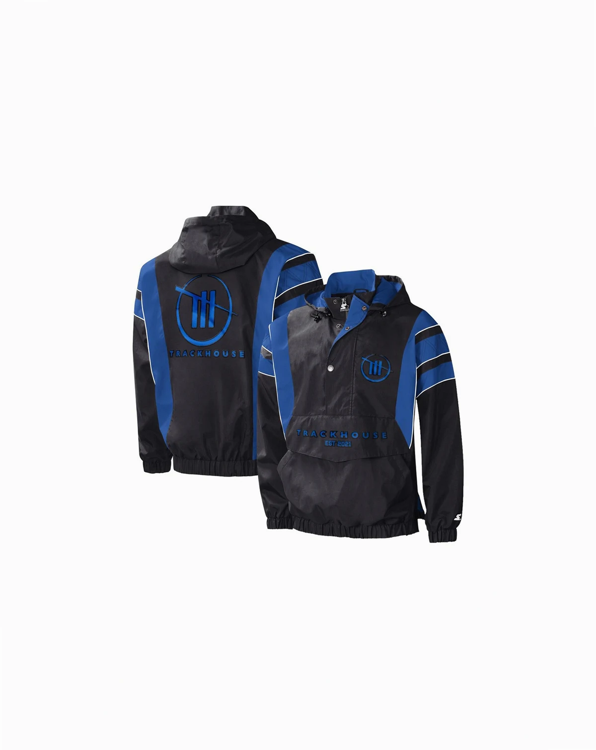 Men's Black, Royal TRACKHOUSE RACING Impact Half-Snap Pullover Jacket