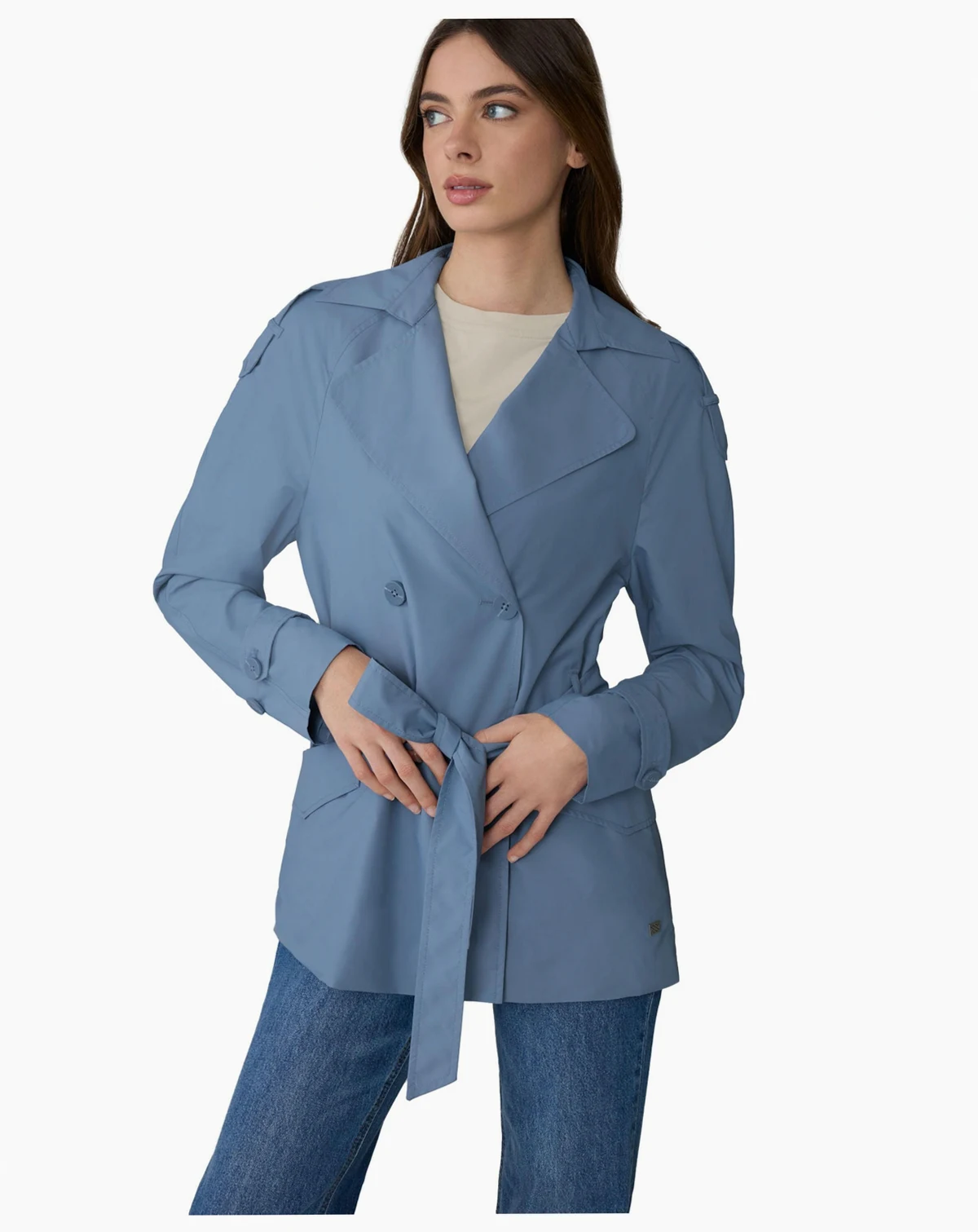 Womens MEDINA Relaxed-Fit Double-Breasted Trench Coat