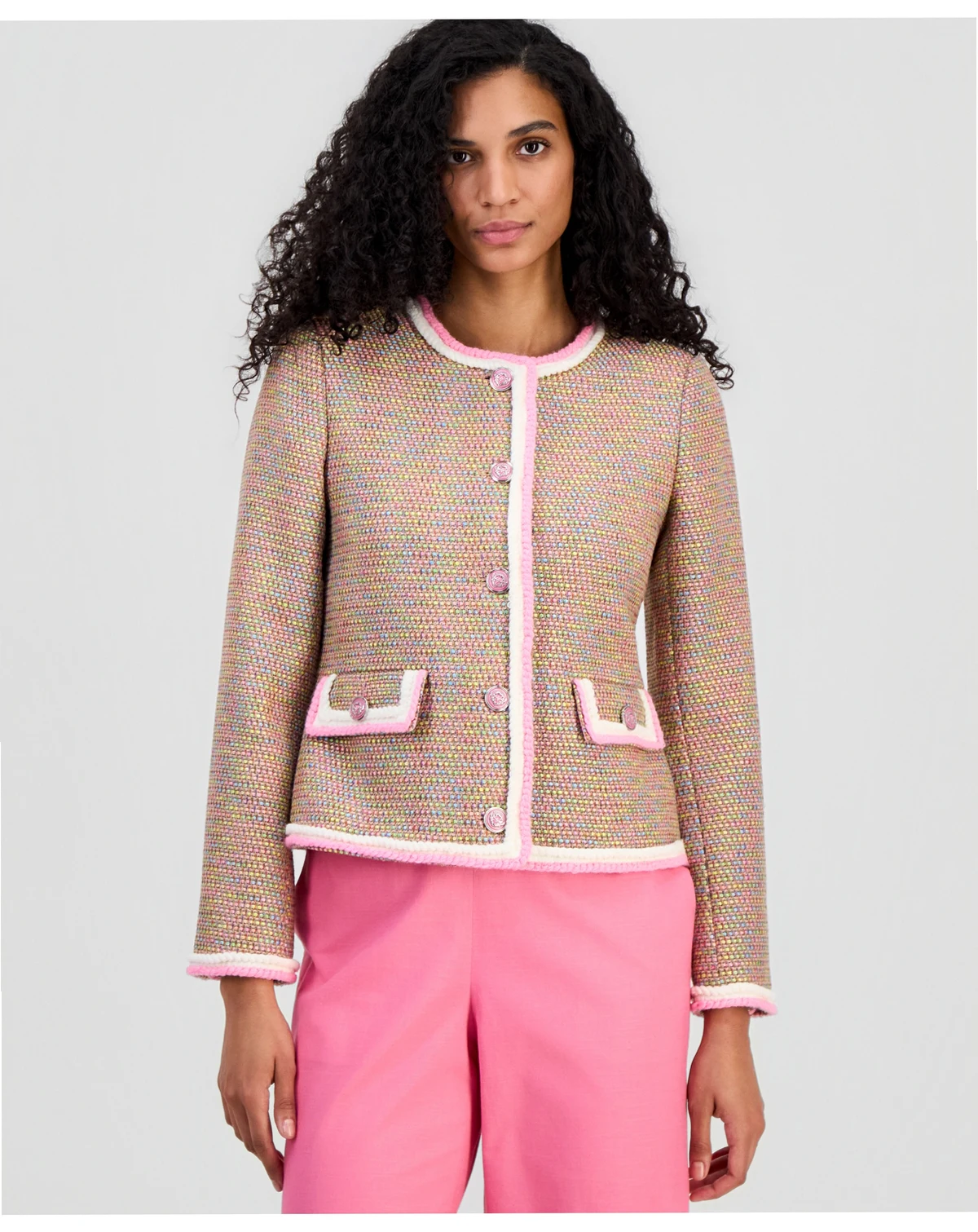 Women's Braided-Trim Crewneck Jacket
