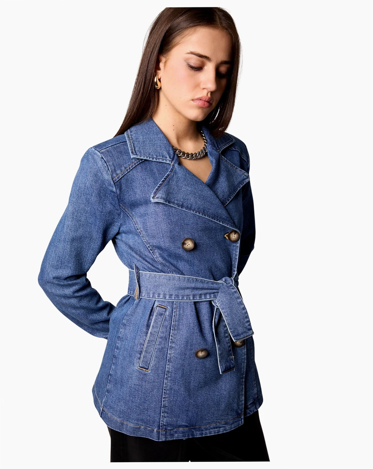 Women's Gracie Double Breasted Trench Coat with Removable Hoodie Insert