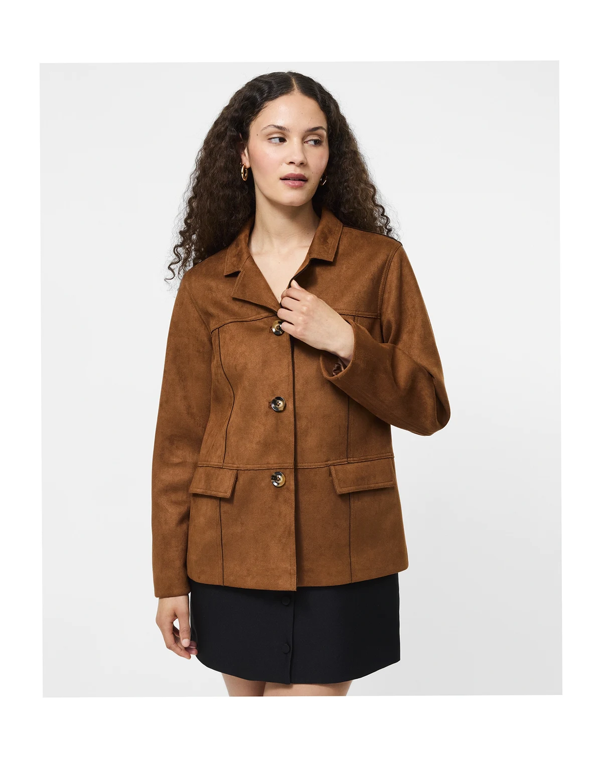 Women's Faux-Suede Long Sleeve Jacket