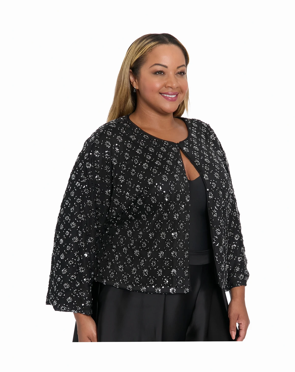 Plus Size Jewel Neck Jacket