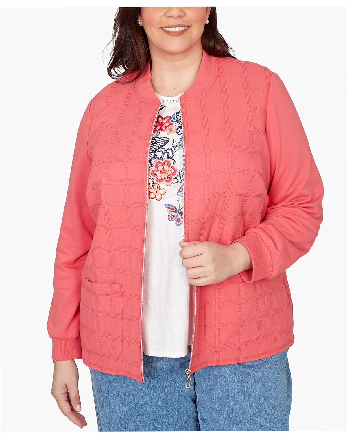 Plus Size Austin Quilted Knit Ribbed Jacket