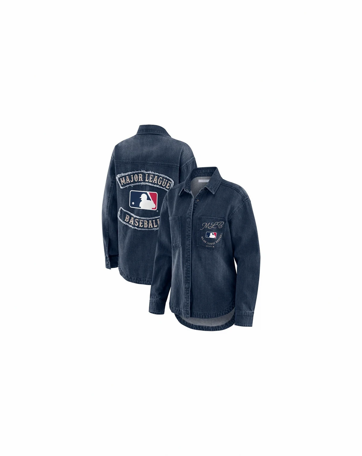 Women's Denim MLB Washed Oversized Denim Full-Snap Shacket