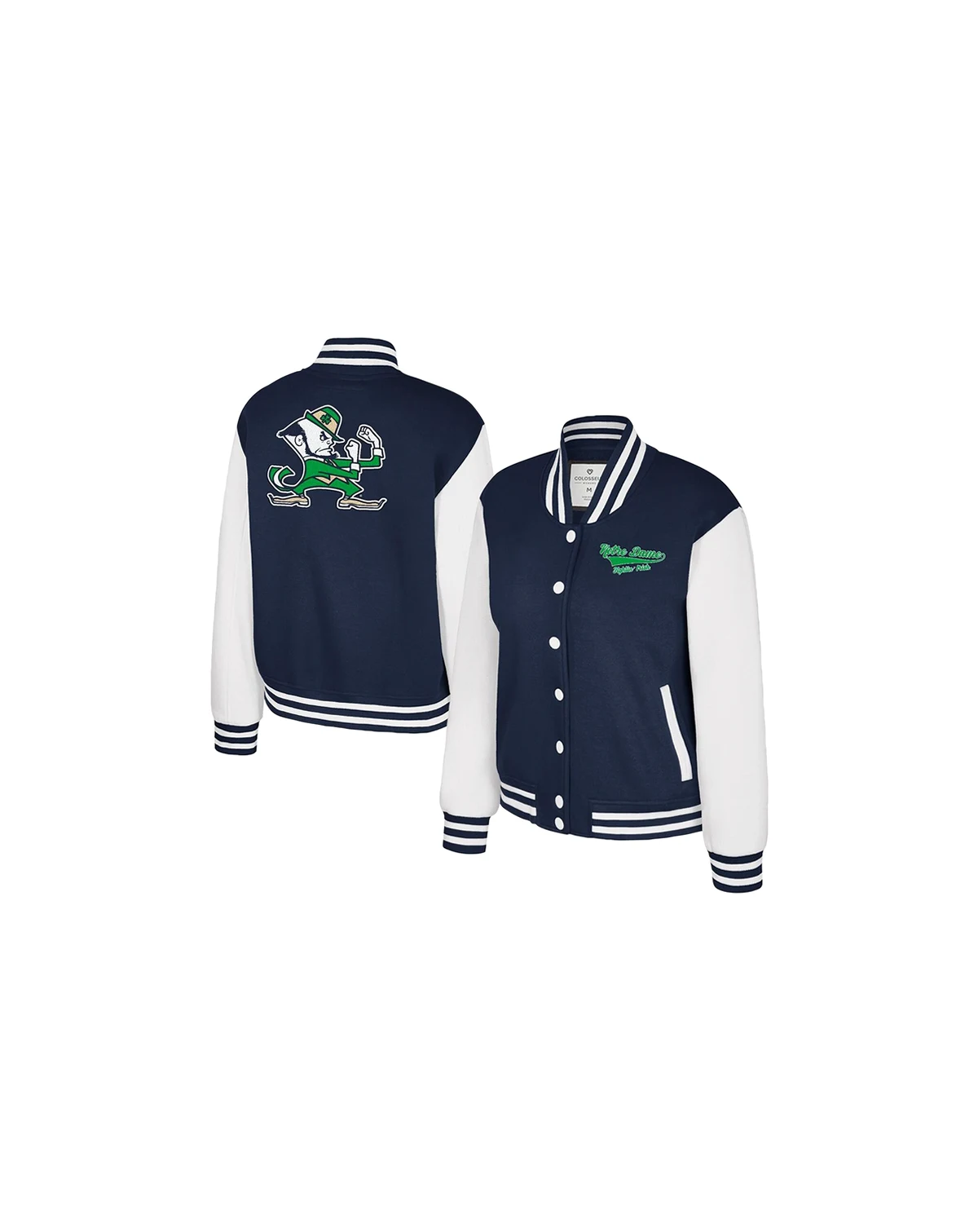 Women's Navy Notre Dame Fighting Irish French Baguette Full Snap Fleece Jacket