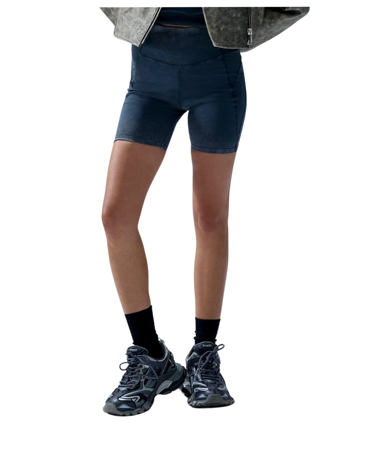 Women's Cotton Acid Wash Biker Leggings