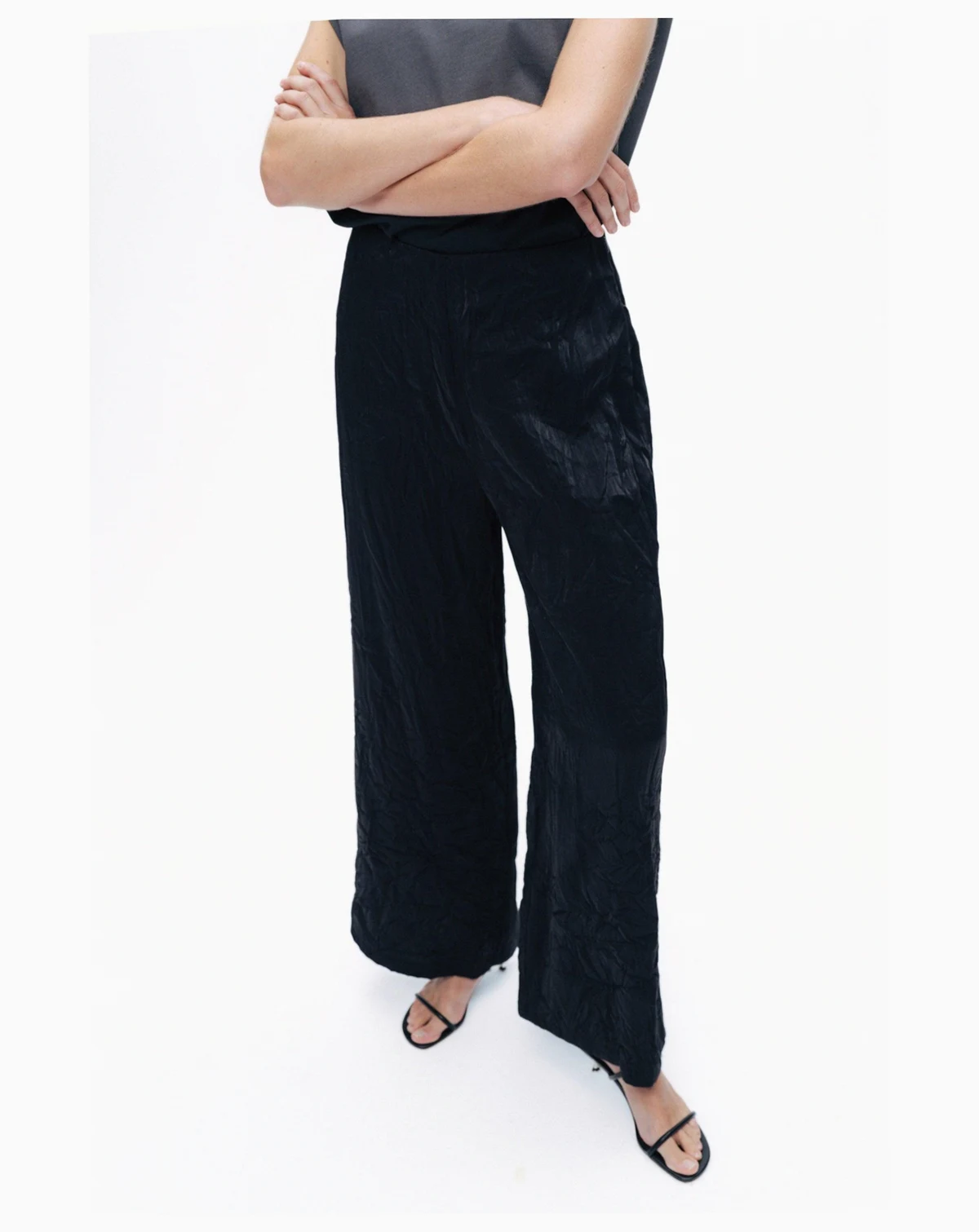 Women's Wrinkled Wide-Leg Pants
