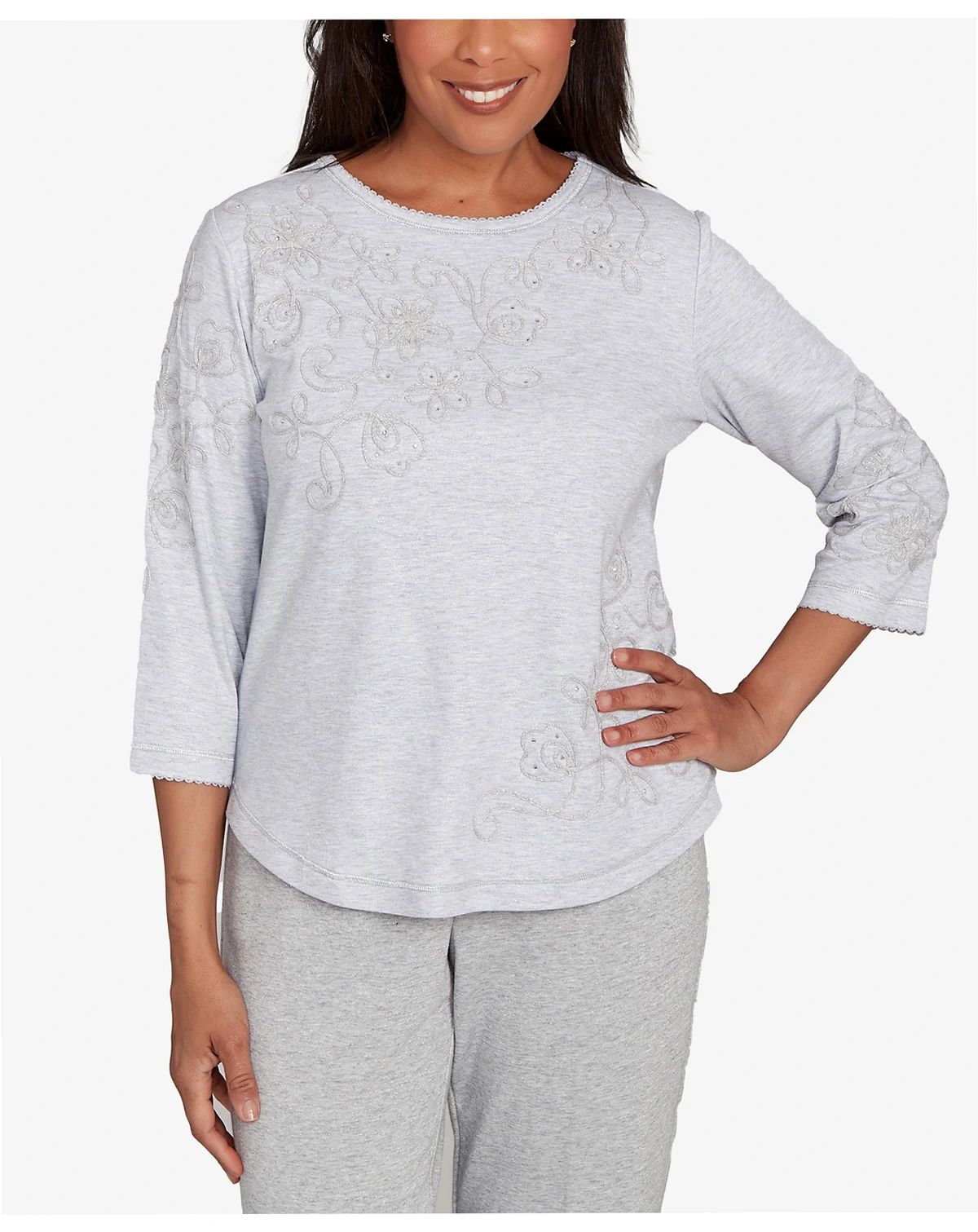 Women's Casual Vibe Asymmetrical Floral Embroidered Detail Top