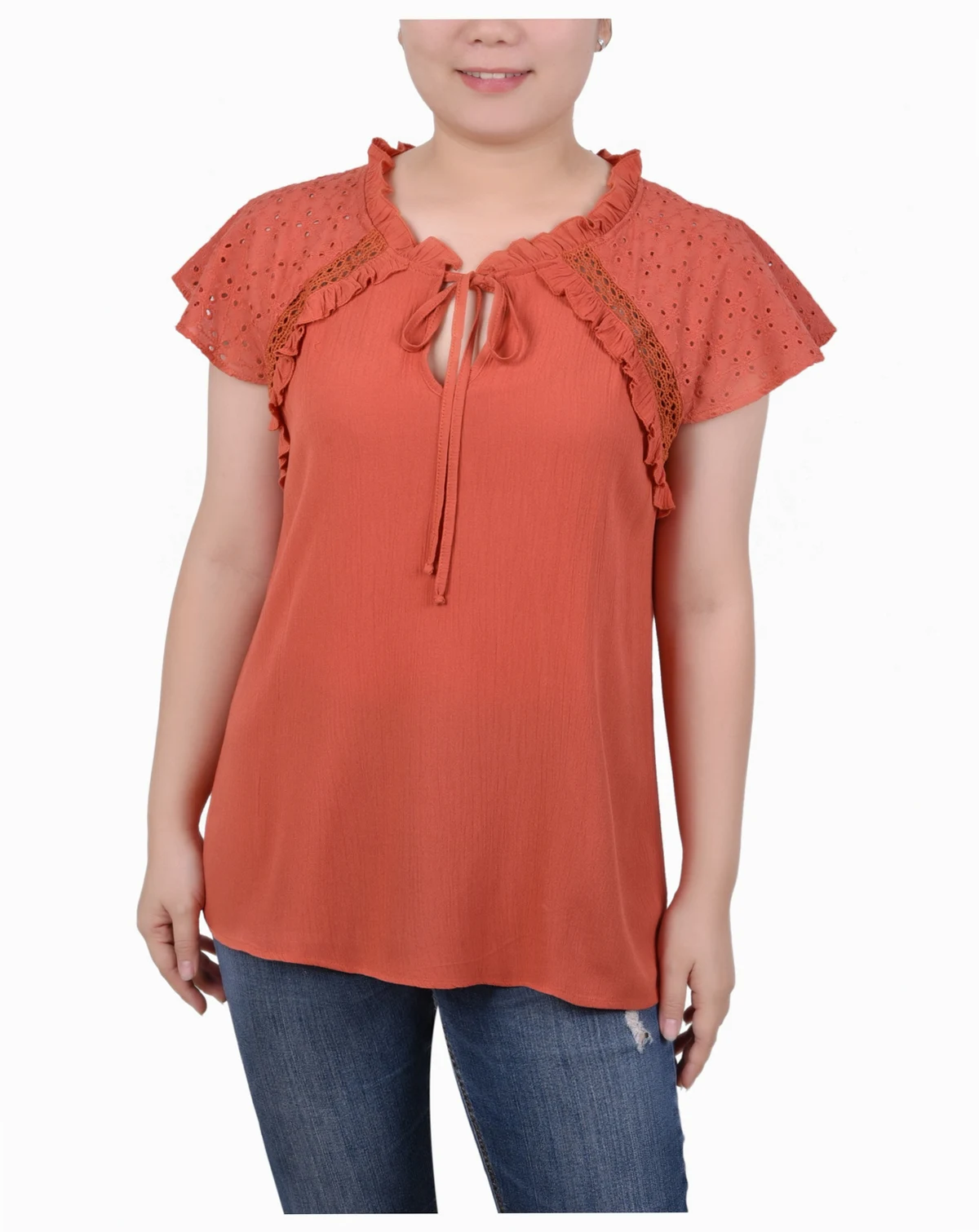 Women's Eyelet Sleeve Blouse