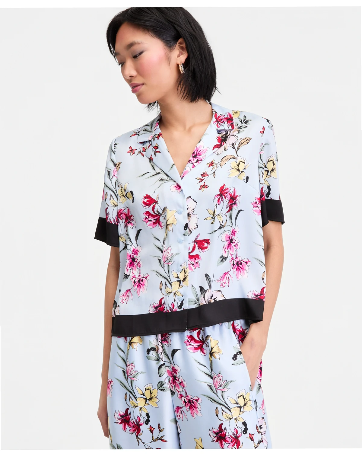 Women's Short-Sleeve Printed Button-Down Shirt, Macy's Exclusive