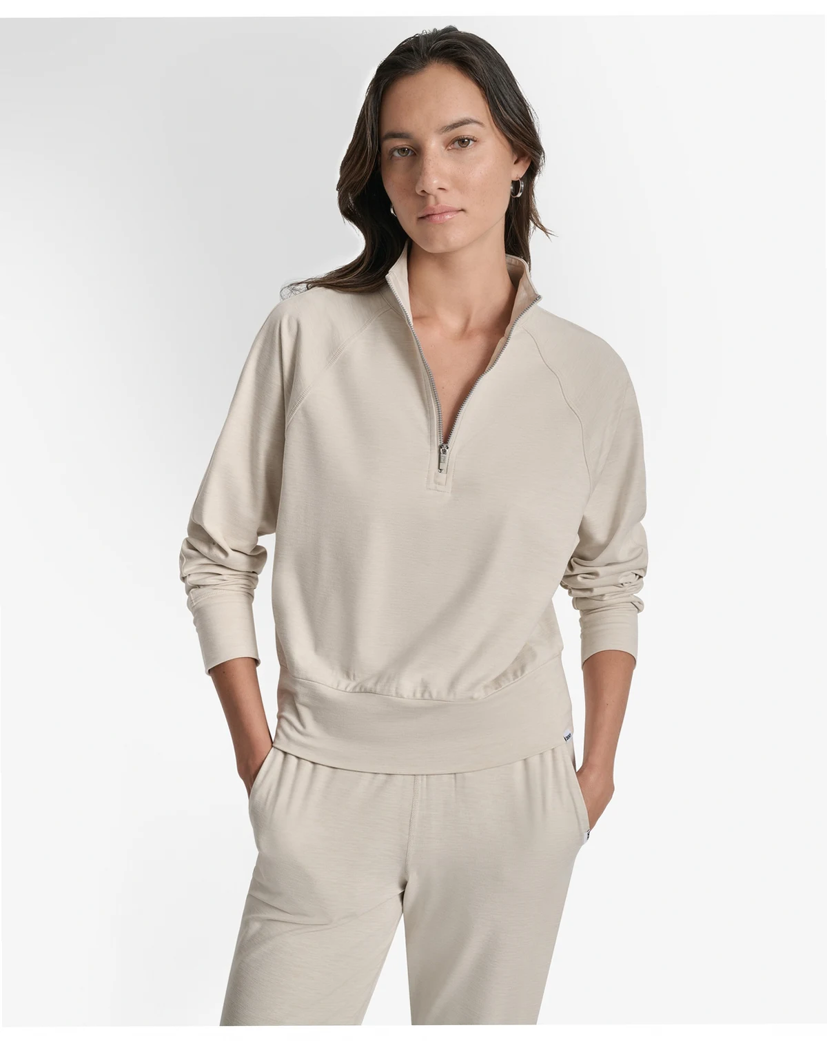 Women's Space-Dyed Half-Zip Raglan-Sleeve Top