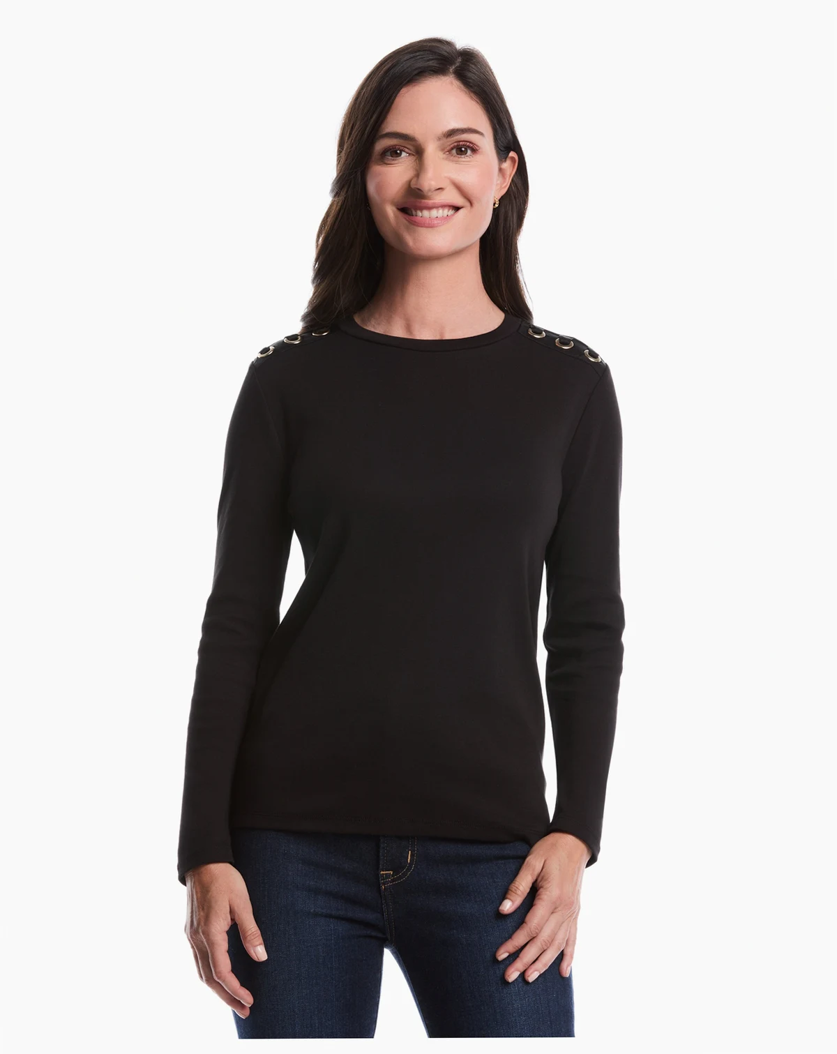 Petite Laced Long Sleeve Top