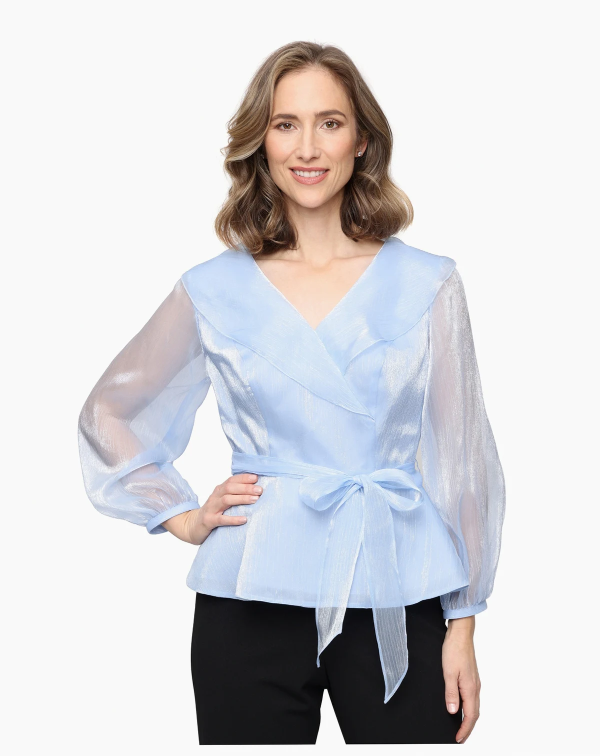 Petite Shimmer Portrait V-Neck Top