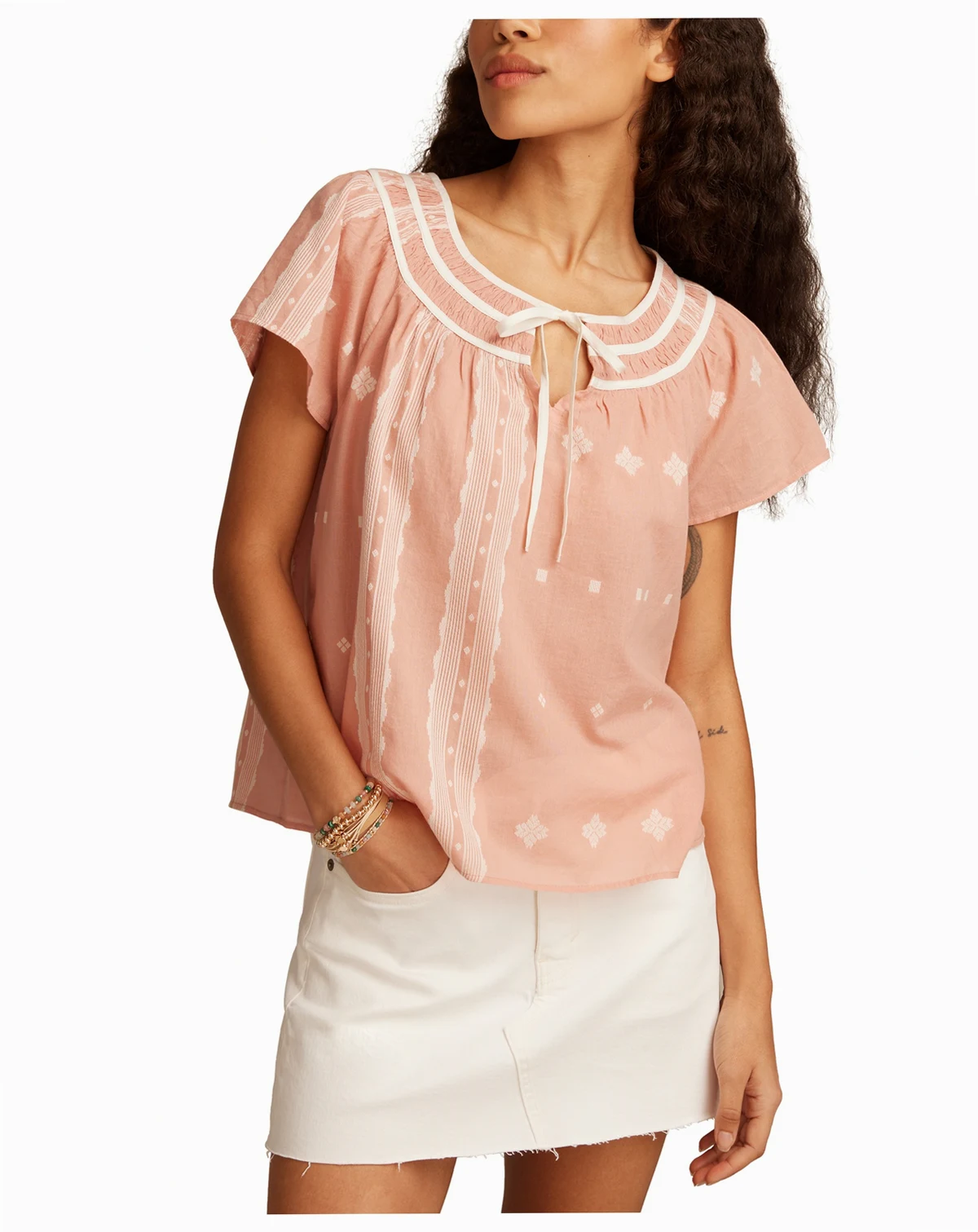 Short Sleeve Peasant Blouse