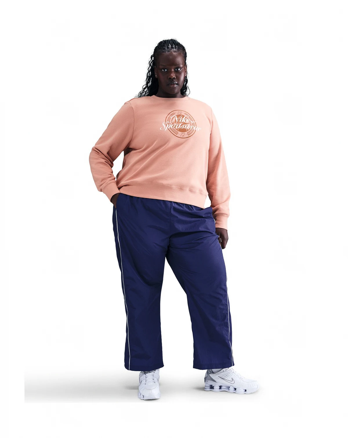 Plus Size Sportswear Club Fleece Graphic Crew-Neck Sweatshirt