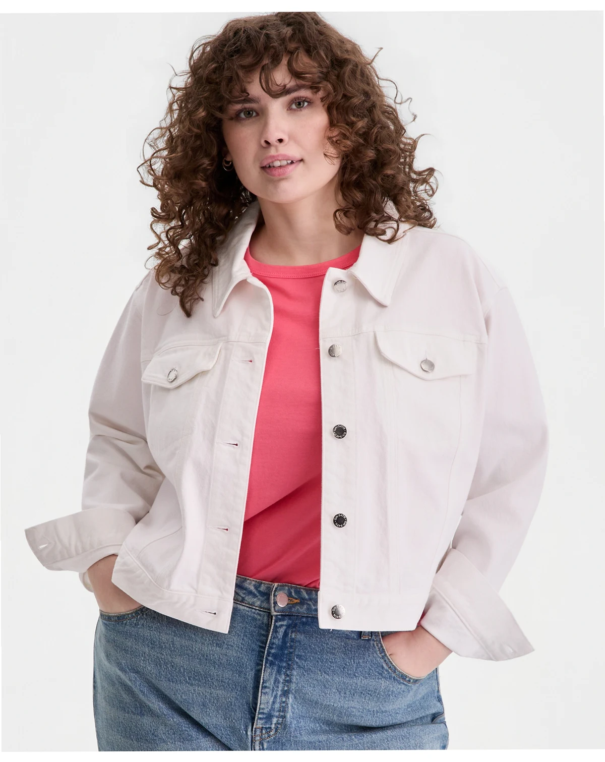 Trendy Plus Size Relaxed Cropped Trucker Jacket, Macy's Exclusive