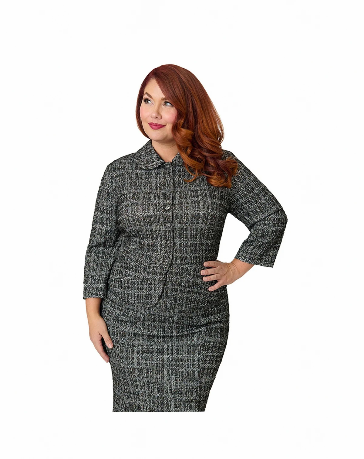 Plus Size Boucle Peplum Jacket