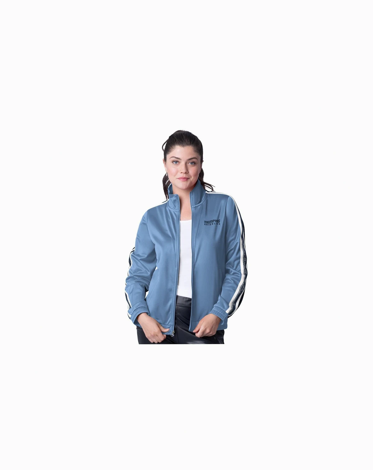 Women's Light Blue/Navy Memphis Grizzlies Rebel Sequin Bling Full-Zip Track Jacket