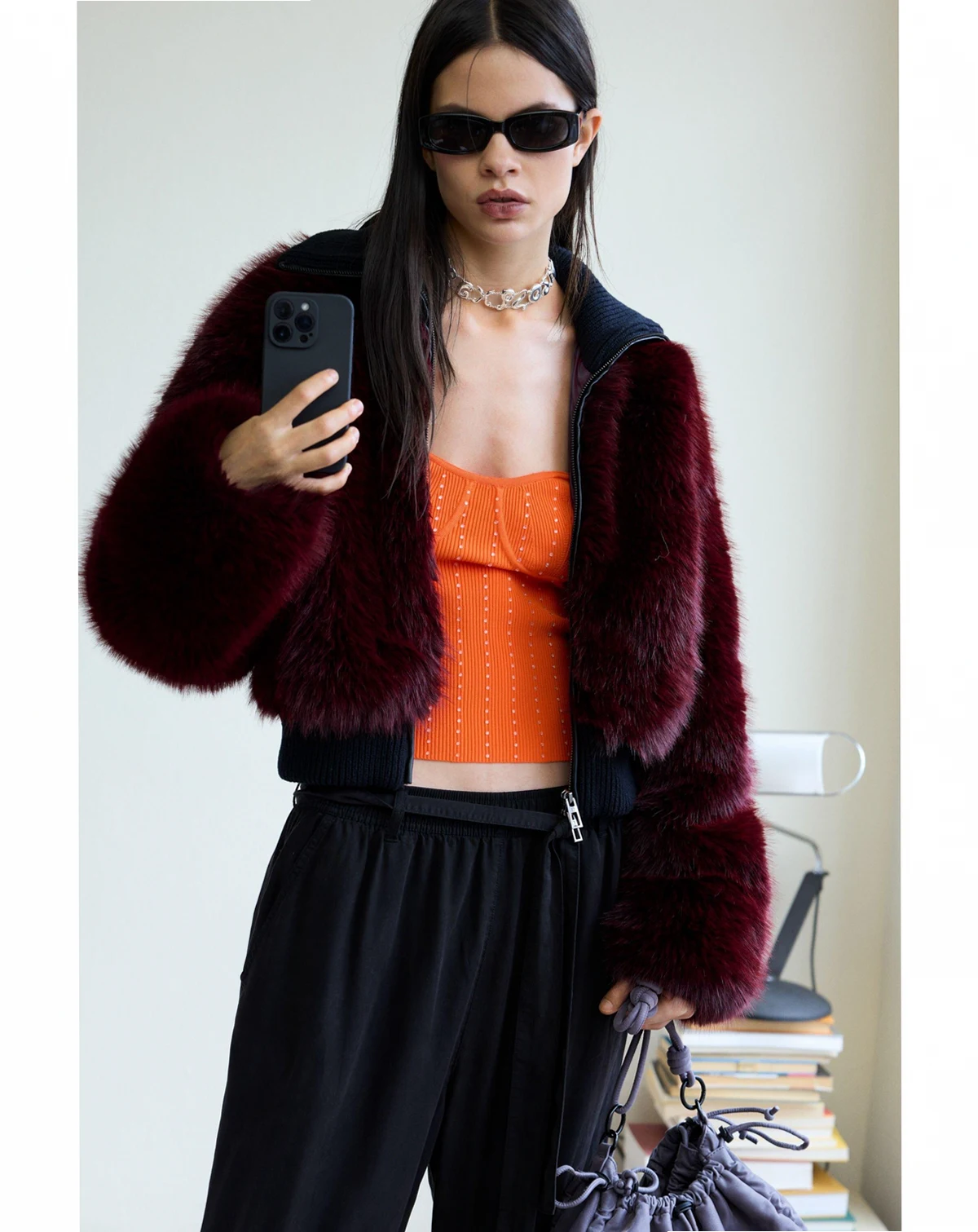 Women's Raspberry fur jacket