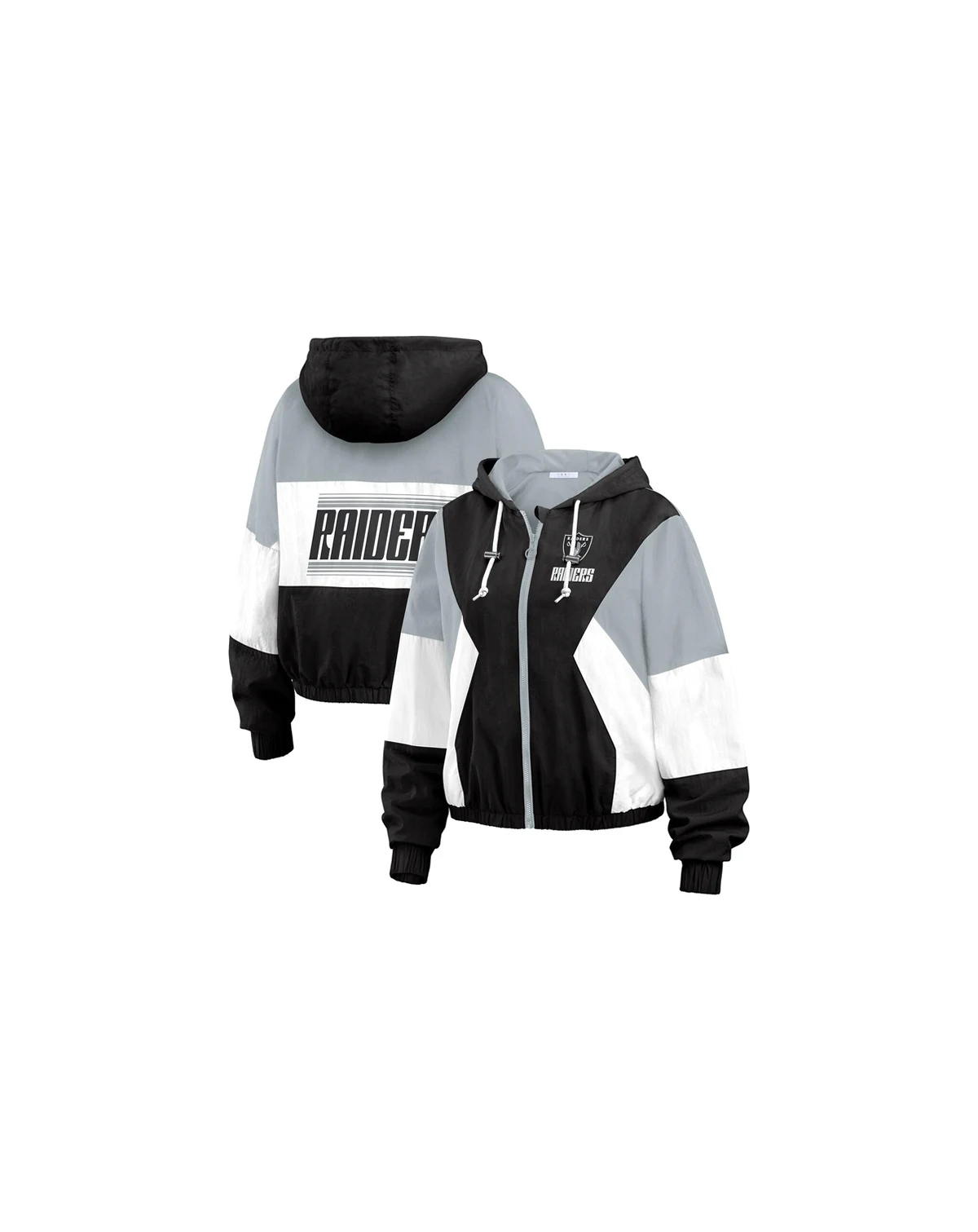 Women's Las Vegas Raiders Plus Size Color Block Full-zip Windbreaker Jacket