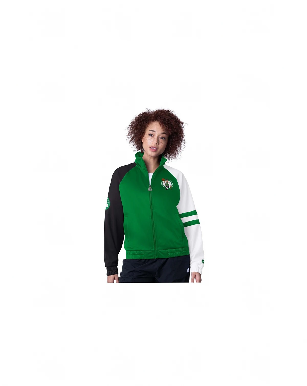 Women's Kelly Green Boston Celtics Line Up Dolman Raglan Full-Zip Track Jacket