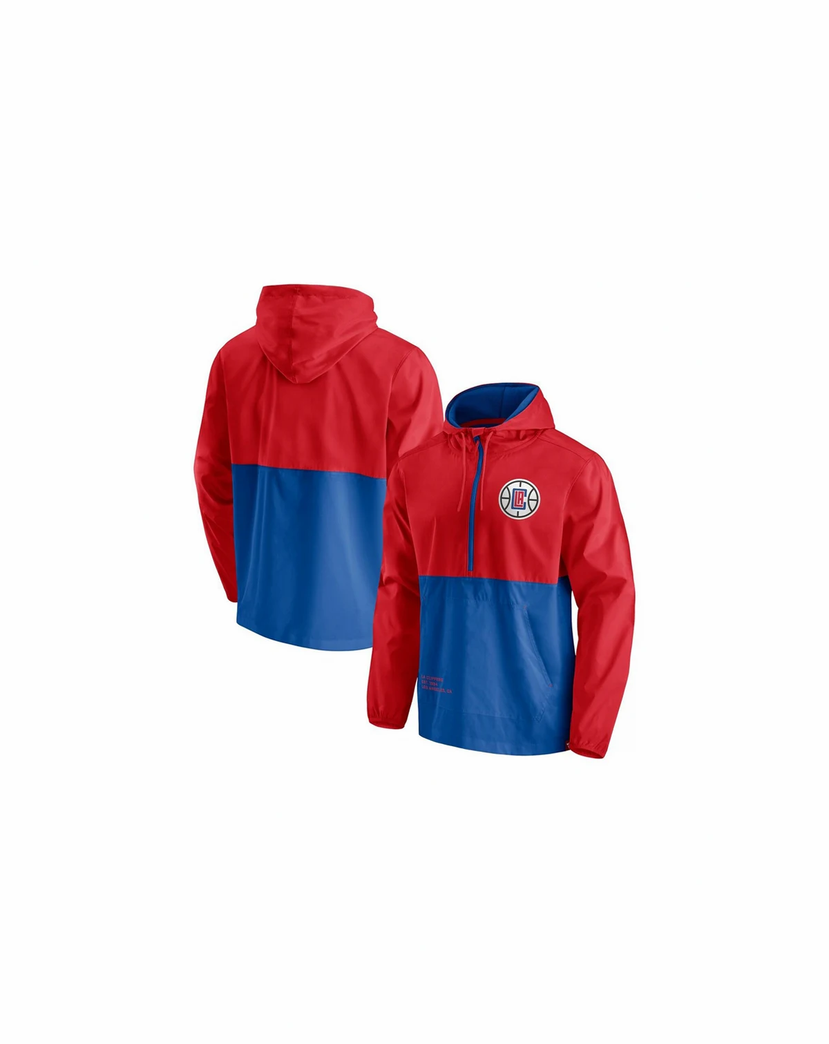 Men's Royal, Red LA Clippers Anorak Block Party Windbreaker Half-Zip Hoodie Jacket