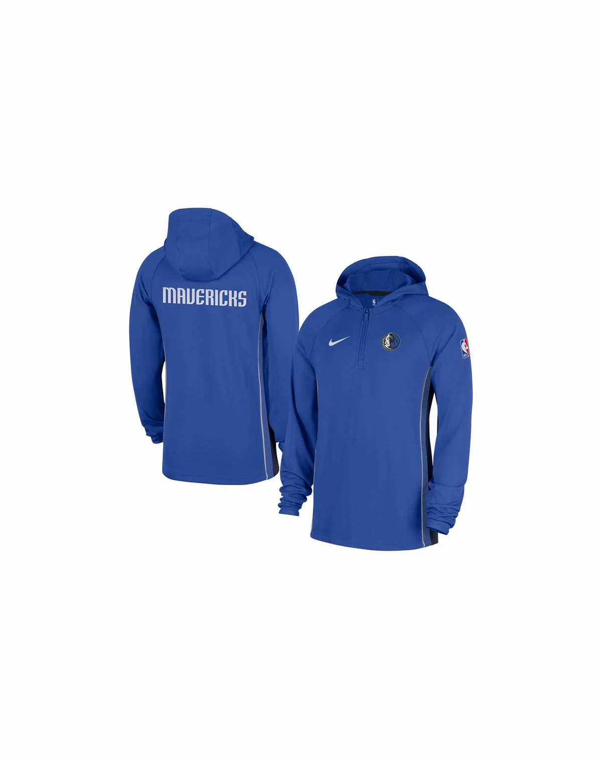 Men's Royal Dallas Mavericks Authentic On Court Zone Quarter-Zip Dri-FIT Hoodie Jacket