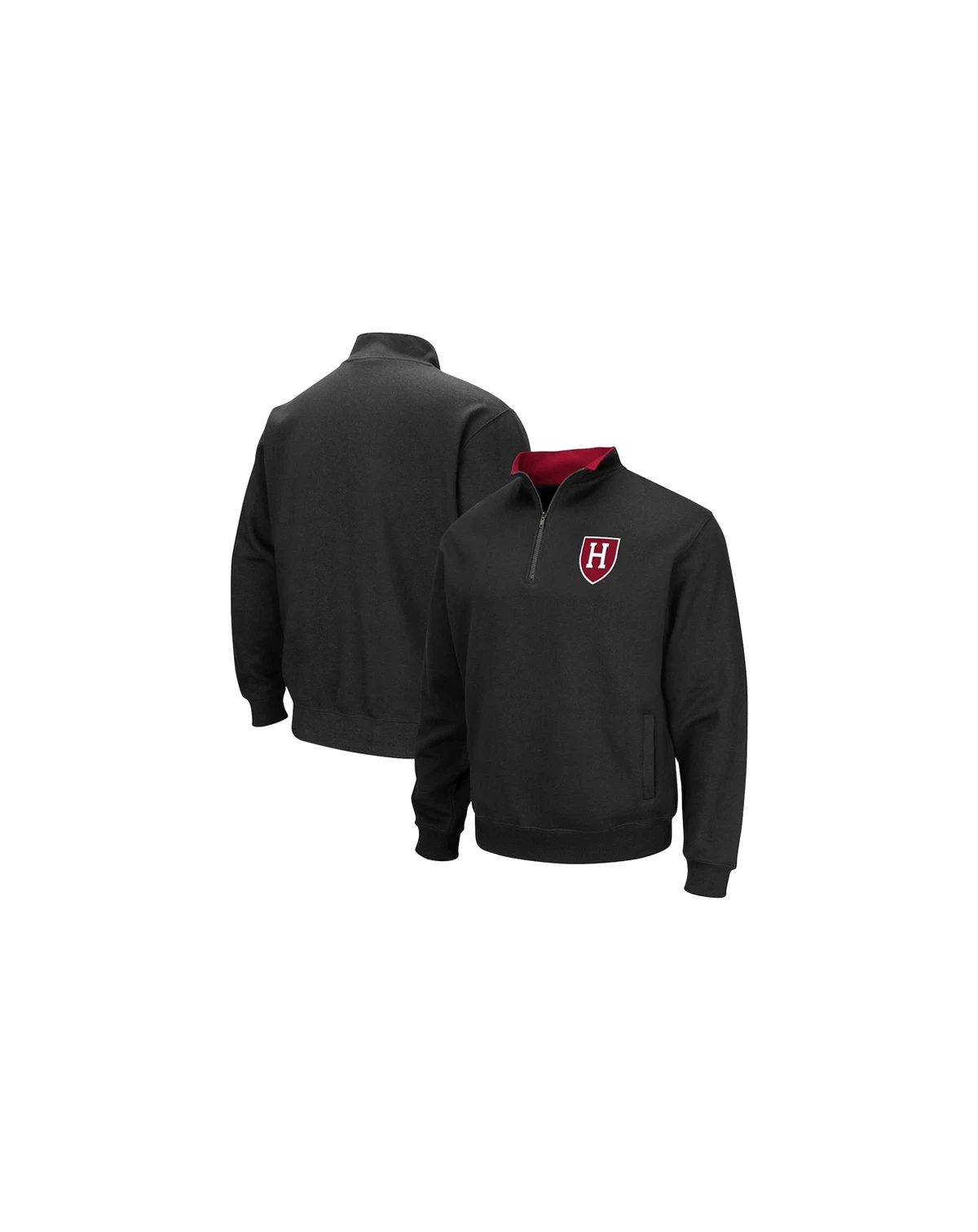 Men's Black Harvard Crimson Tortugas Team Logo Quarter-Zip Jacket
