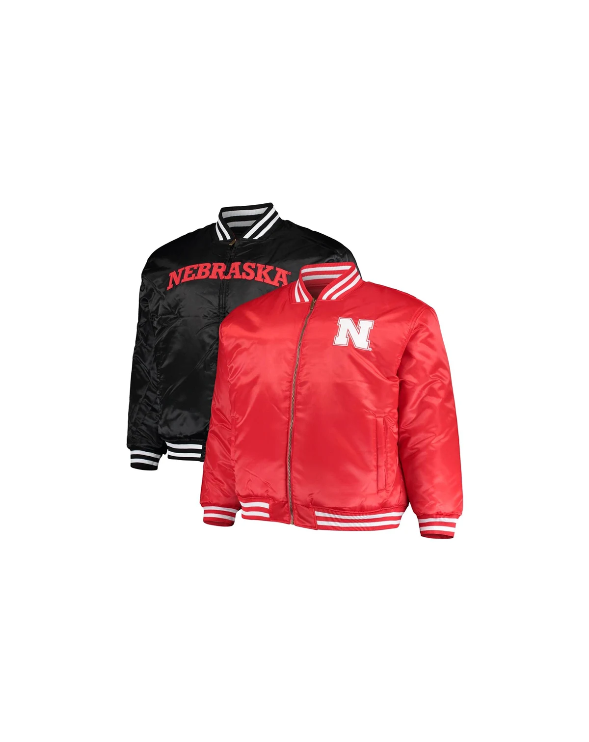 Men's Scarlet, Black Nebraska Huskers Big and Tall Reversible Satin Full-Zip Jacket