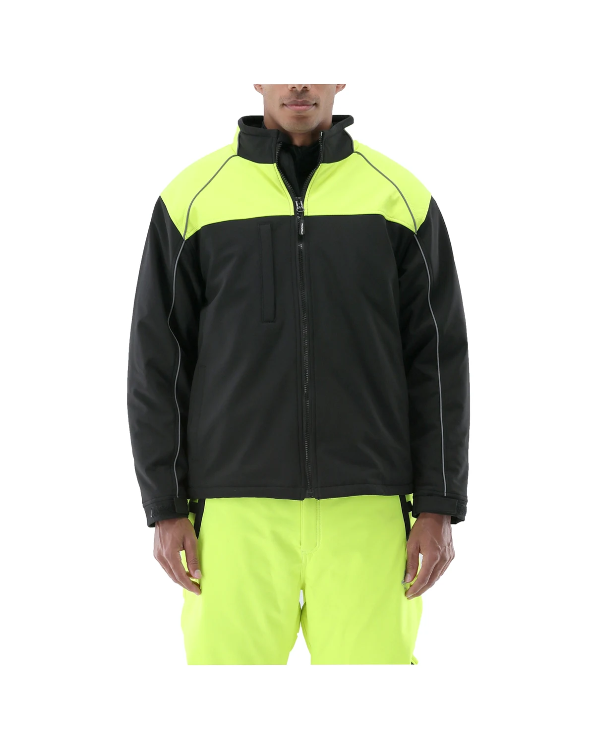 Men's Two-Tone HiVis Insulated Jacket - High-Visibility, Warm, Water-Resistant Work Coat