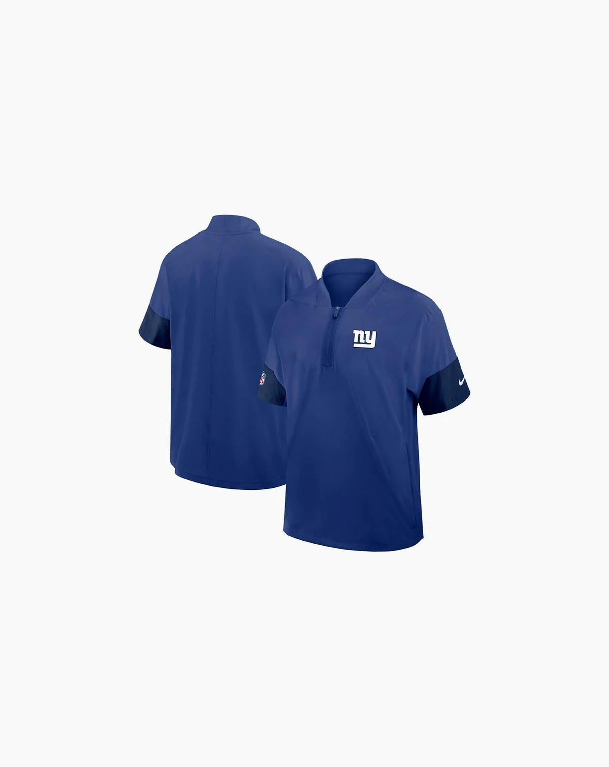 Men's Royal New York Giants Sideline Short Sleeve Quarter-Zip Coach Jacket
