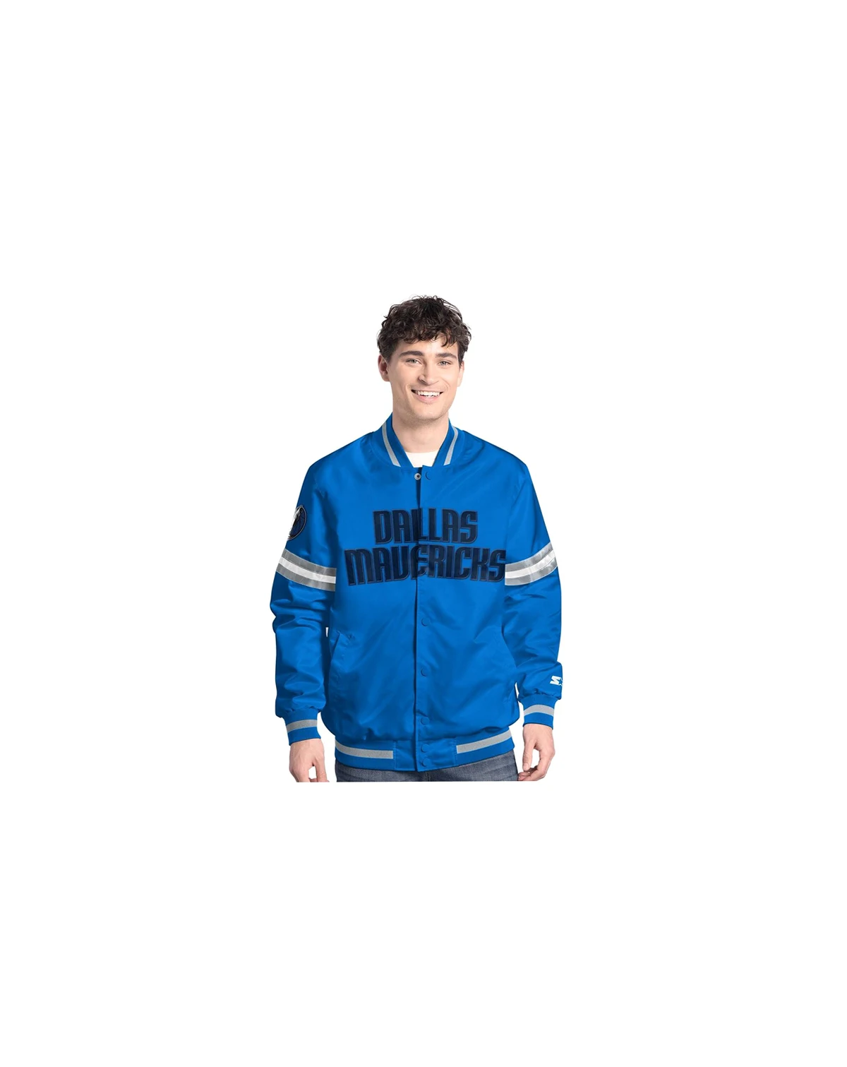 Men's Blue/Silver Dallas Mavericks Scout Full snap Varsity Jacket