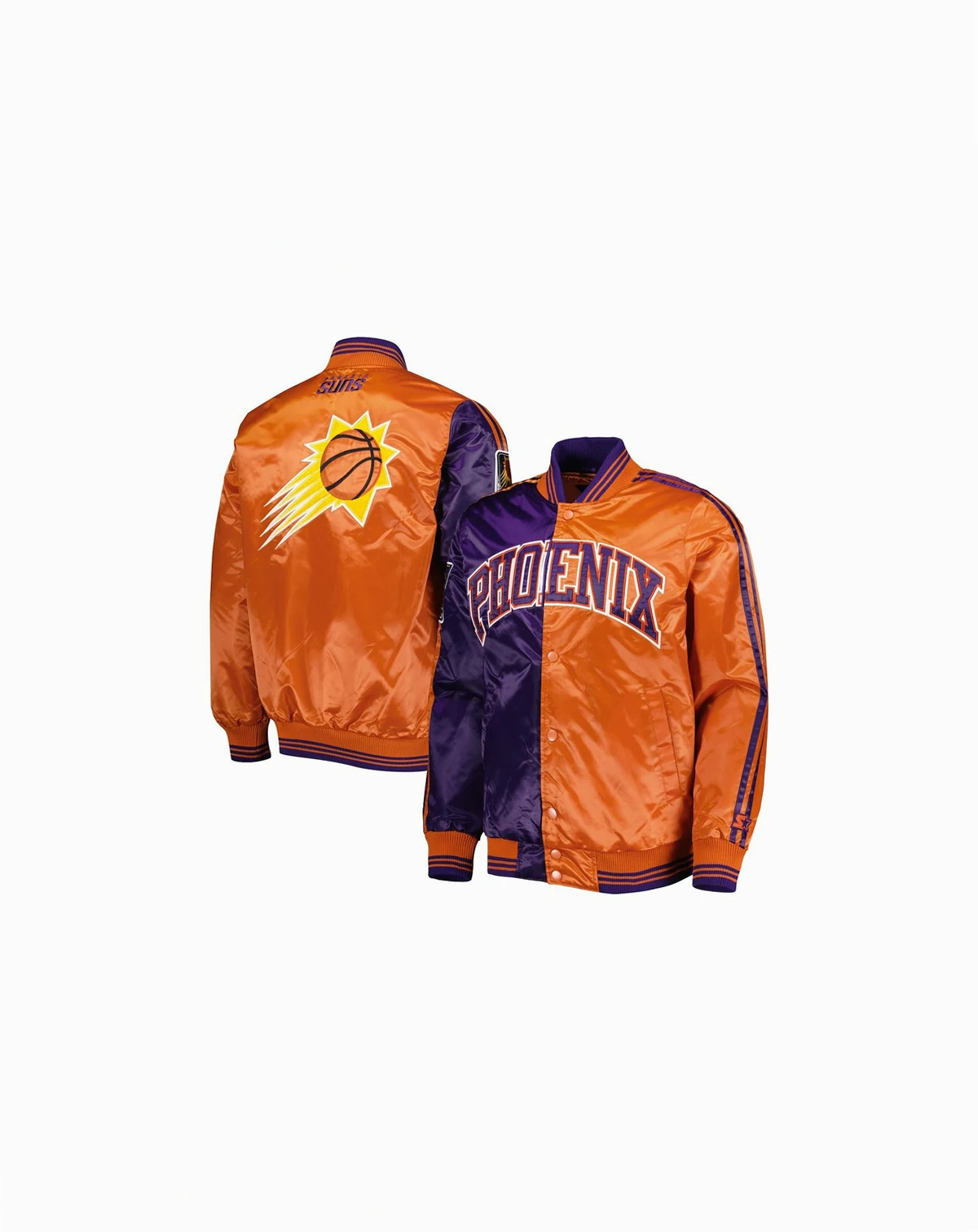 Men's Purple, Orange Phoenix Suns Fast Break Satin Full-Snap Jacket